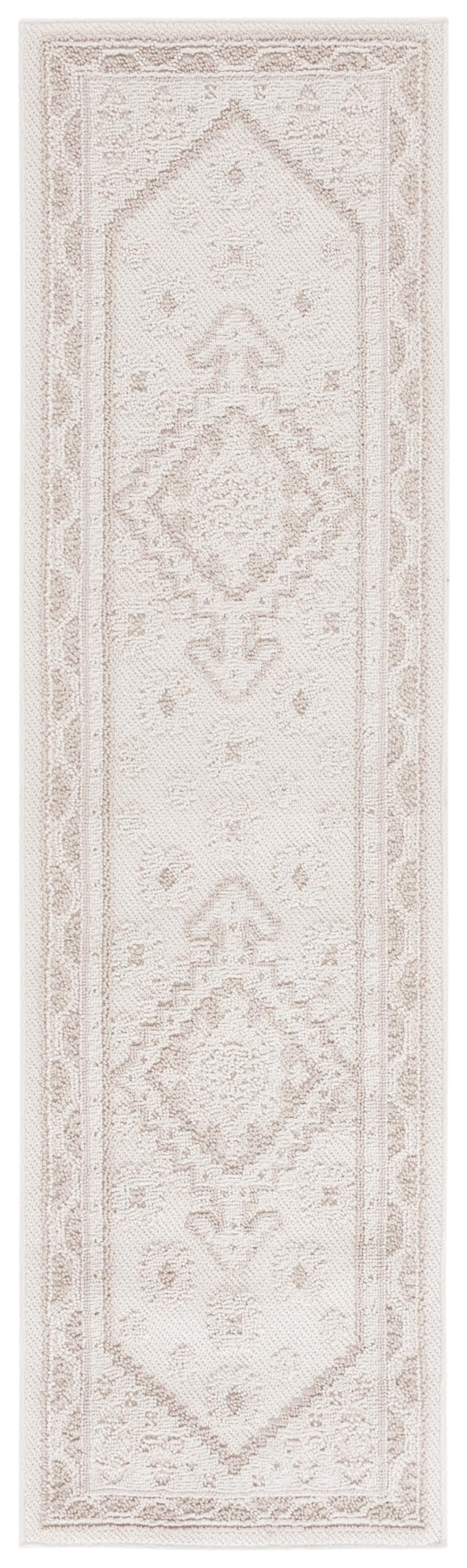 Safavieh Paros Collection Area Rug - 2' x 7' Runner, Ivory, Geometric Design, Ideal for High Traffic Areas in Living Room, Bedroom, Dining (POS104A)
