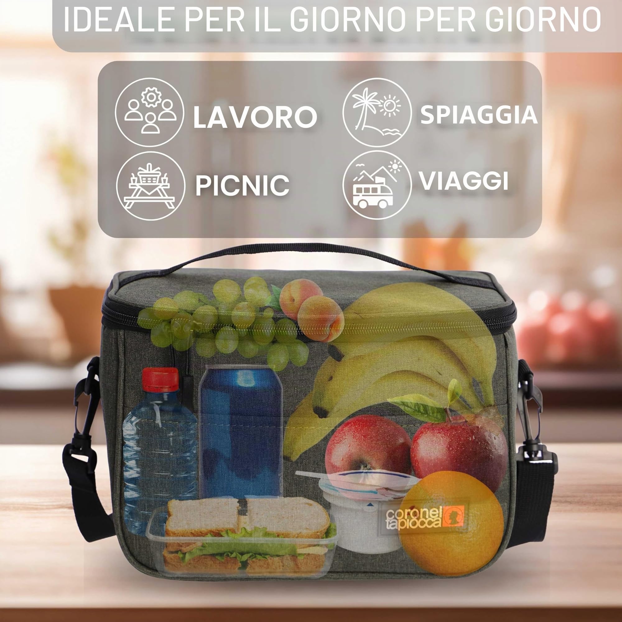 Coronel Lunch Bag Termica Piccola - Borsa Porta Pranzo per Ufficio Viaggio Picnic Scuola