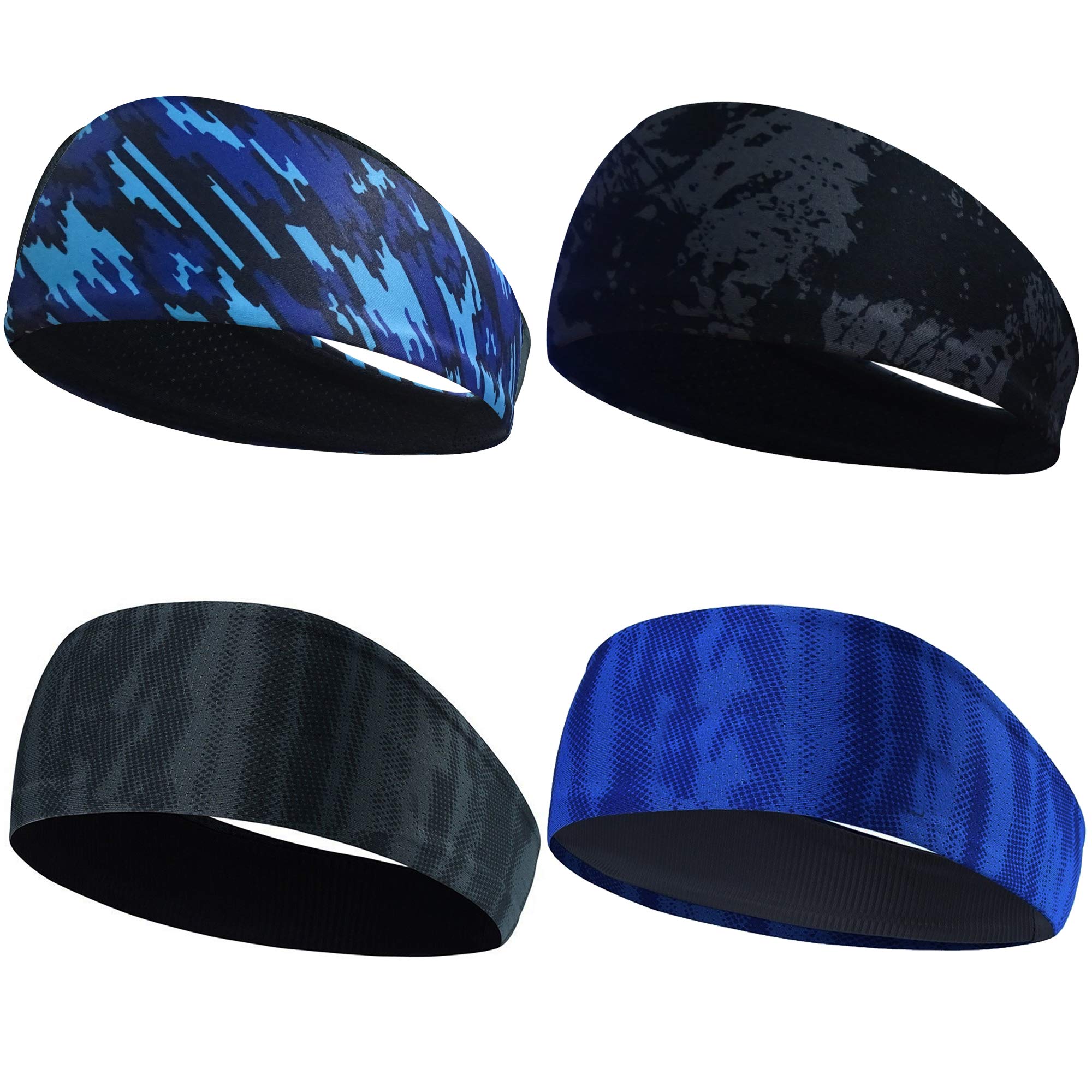 Obacle Headbands for Men Women Sweat Bands Headbands Non Slip Thin Lightweight Breatheable Head Band Outdoor Sports Workout Yoga Gym Running Jogging 4 Pack