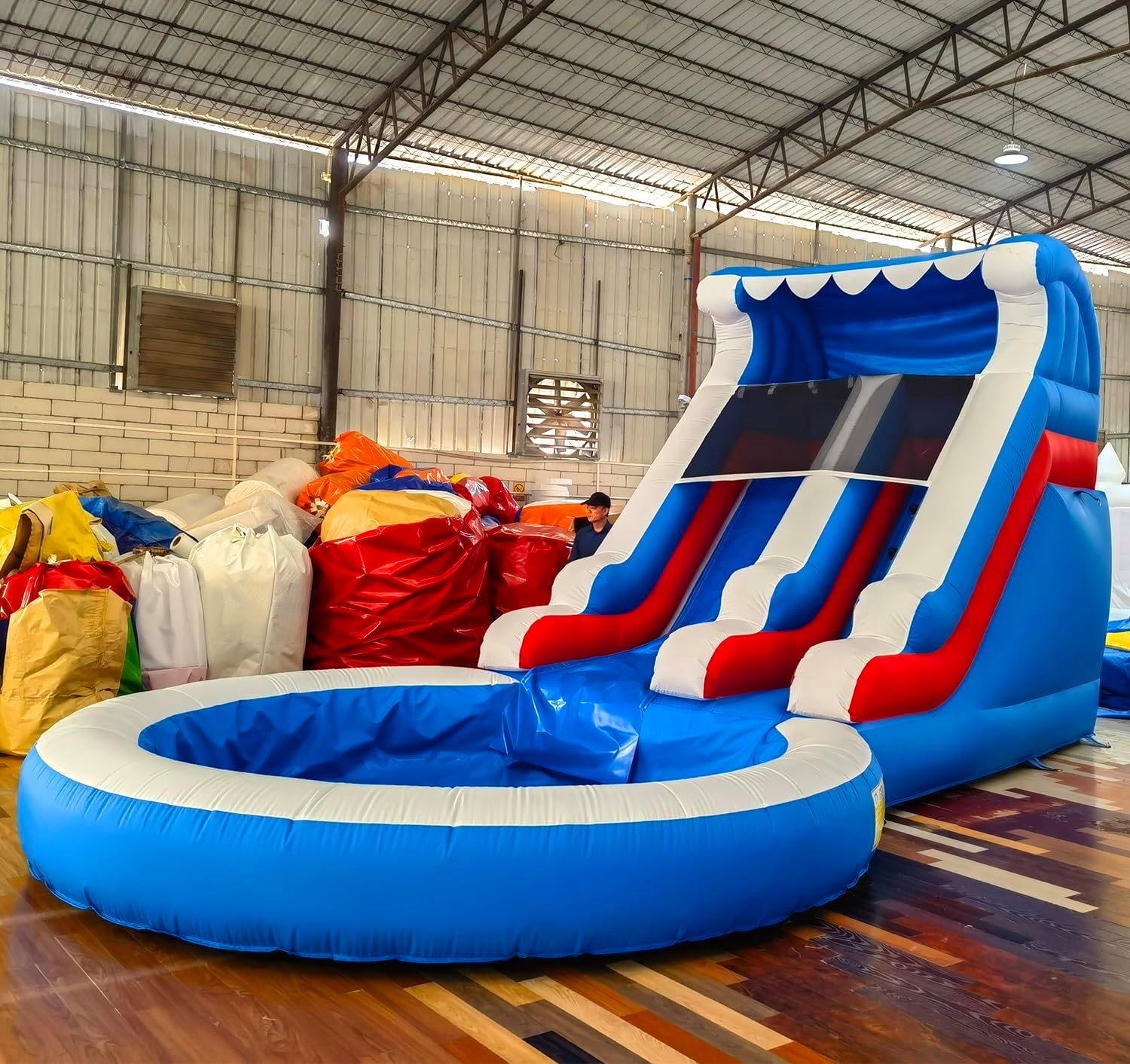 24FT(L) Commercial Grade Water Slide for Adults - Without Blower- (Heavy Duty Full PVC) (Big Water Pool), Inflatable Waterslide for Backyard, Ocean Outdoor Slide Park, 24x13x12ft