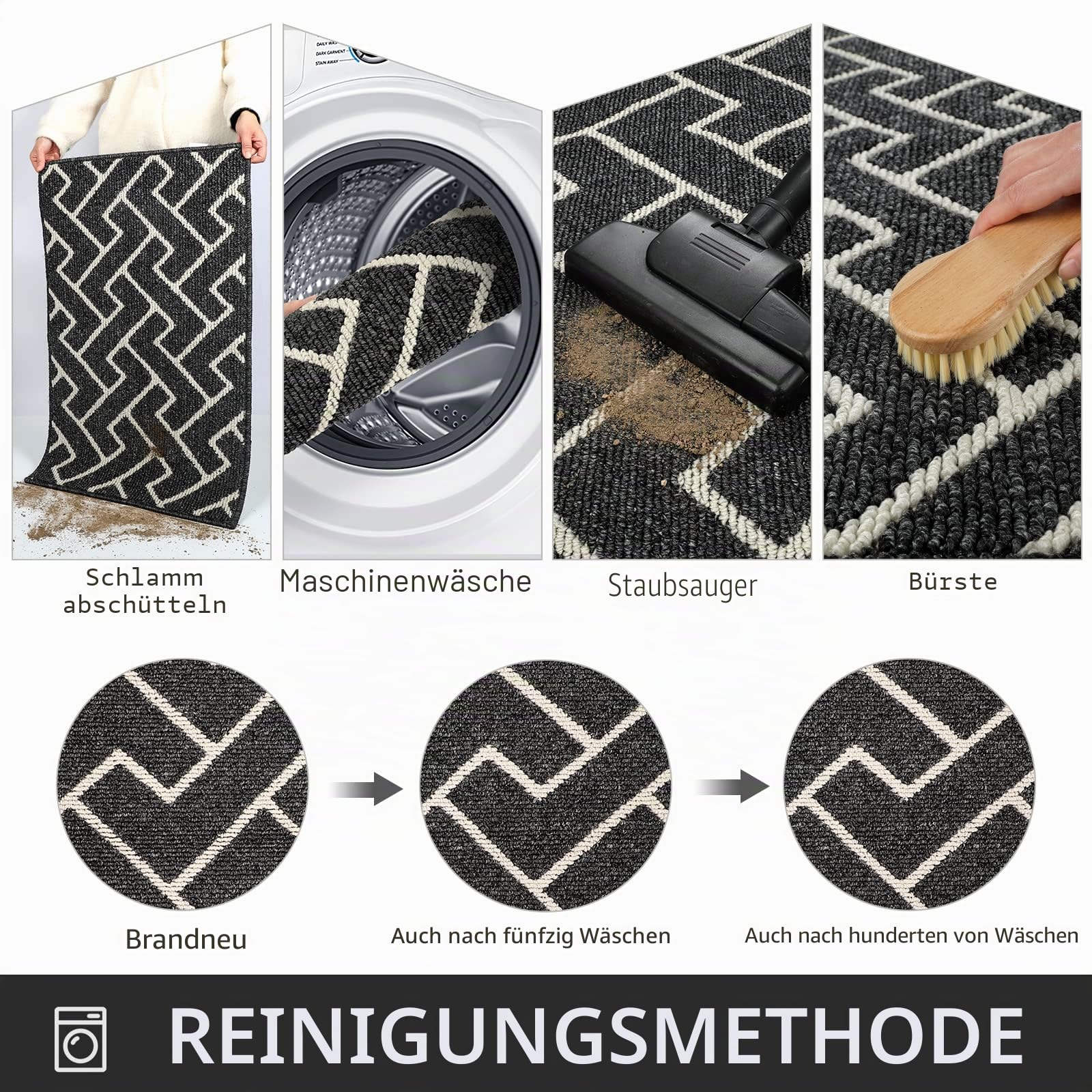 Biscpro Türmatte vorne hinten aus Gummi, rutschfest, 80 x 120cm, saugfähig, schmutzabweisend, Eingangsmatte, Bodenmatte für den Eingang, maschinenwaschbar