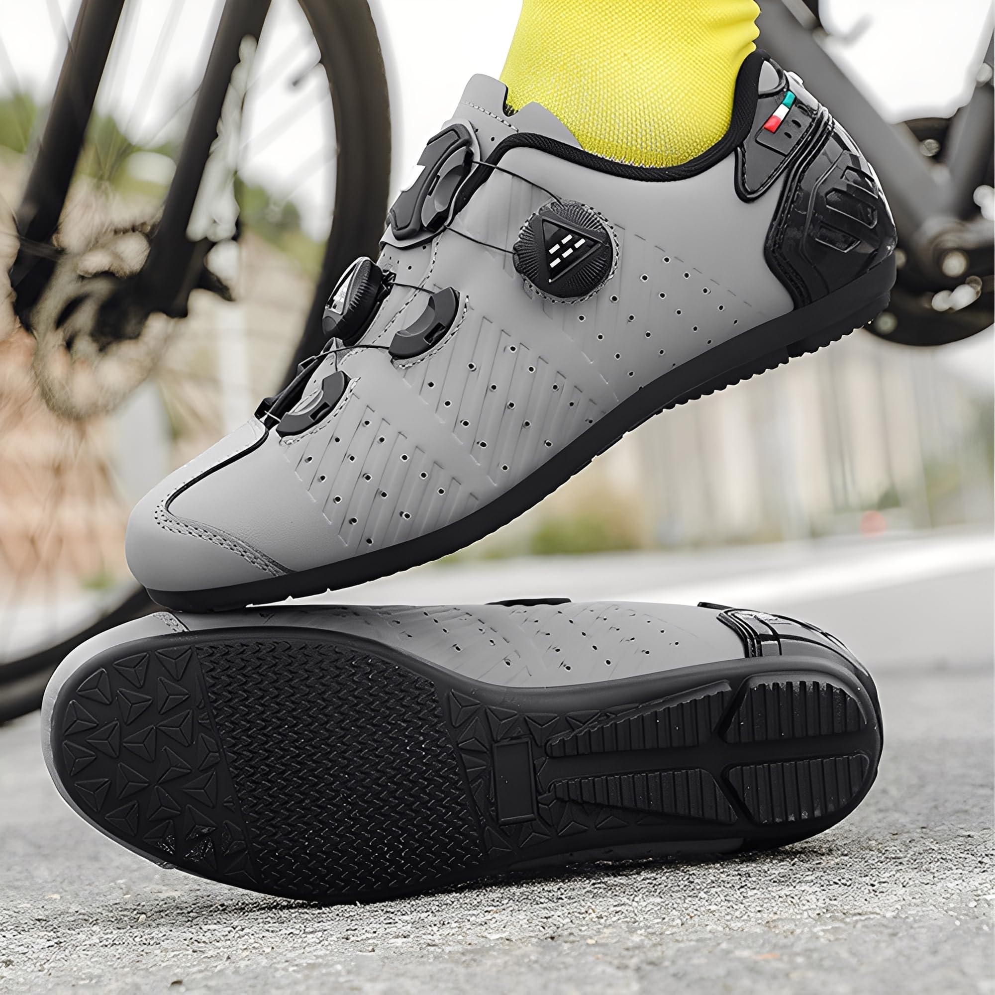 Scarpe Ciclismo Strada Uomo Senza Attacchi, Scarpe MTB Uomo Donna, Unisex Equitazione MTB da Ciclismo da Bici, Suela de Goma