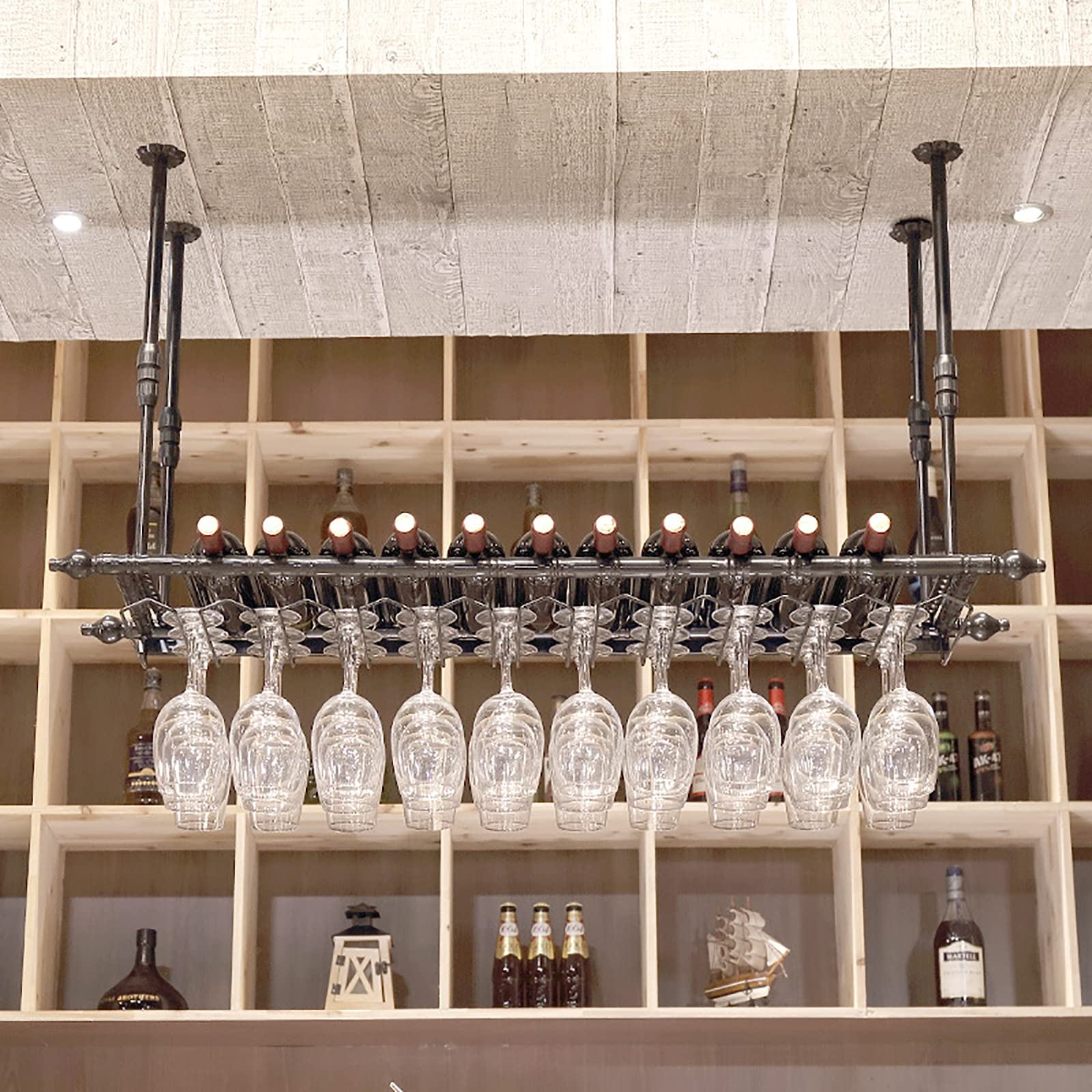 Porte-bouteilles de plafond ULAINE étagère verre vin métal