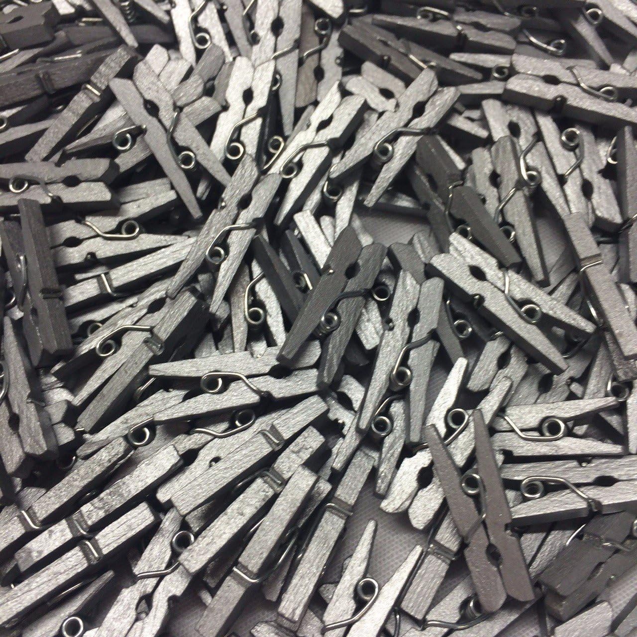 celloexpress Mini Wooden Crafts Pegs - Small Wood Clips - 35mm, Silver, Pack of 100