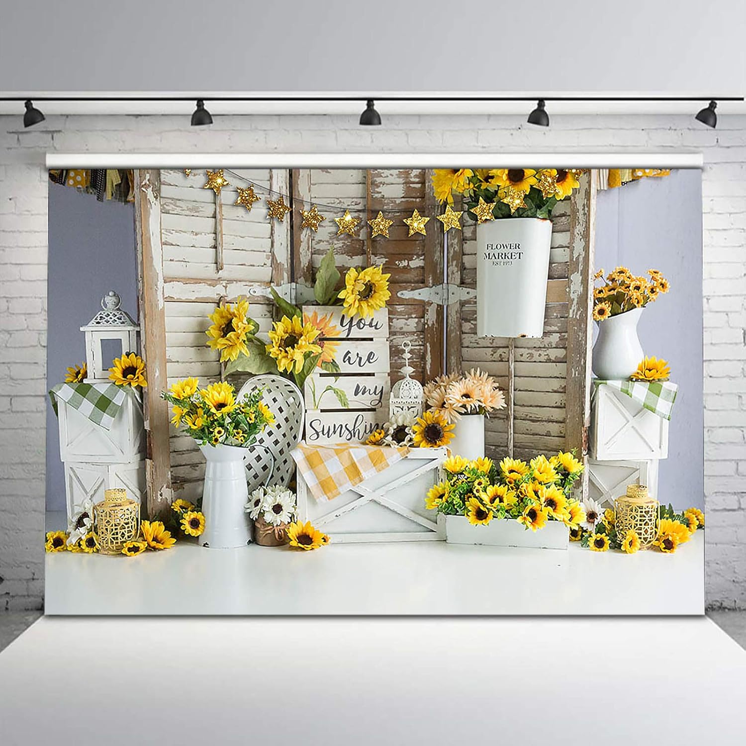 Avezano 8x6ft You are My Sunshine Sunflower Photography Backdrop Newborn Baby Kids Portarits Vinyl Background Birthday Baby Shower Party Cake Table Decorations Photo Studio Props