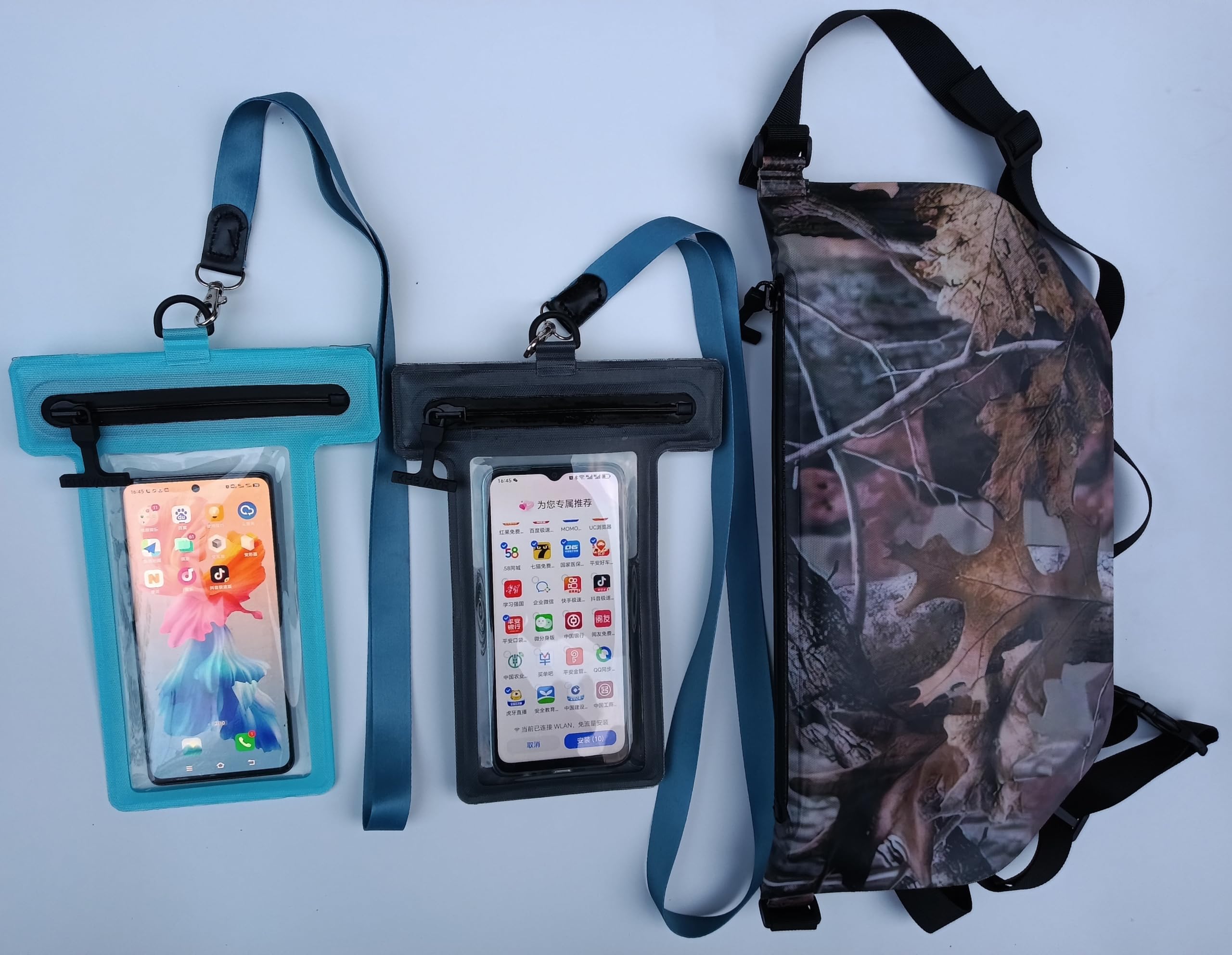 LEGCOAST Waterproof Phone Pouch, Waterproof Phone Case ， IPX8 Waterproof， Airtight Zipper Seal ，for Fishing Boating Swimming Drifting