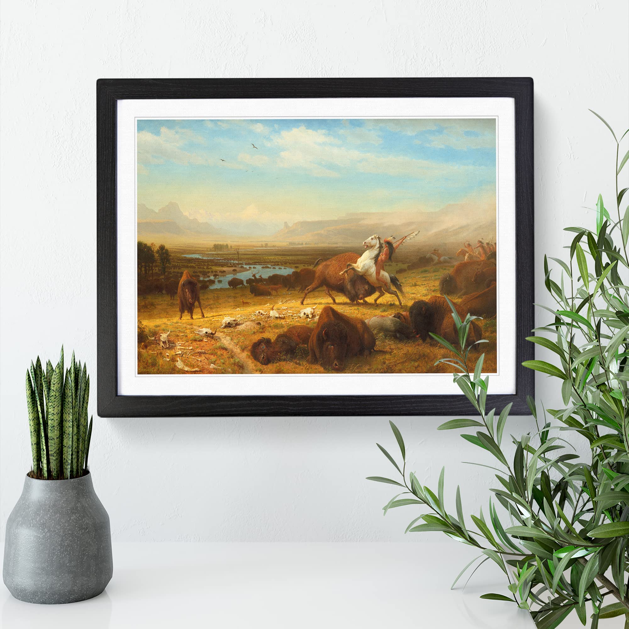 The Last Of The Buffalo By Albert Bierstadt Classic Painting Framed Print, Black, A4 (34 x 25 cm) - Image 2
