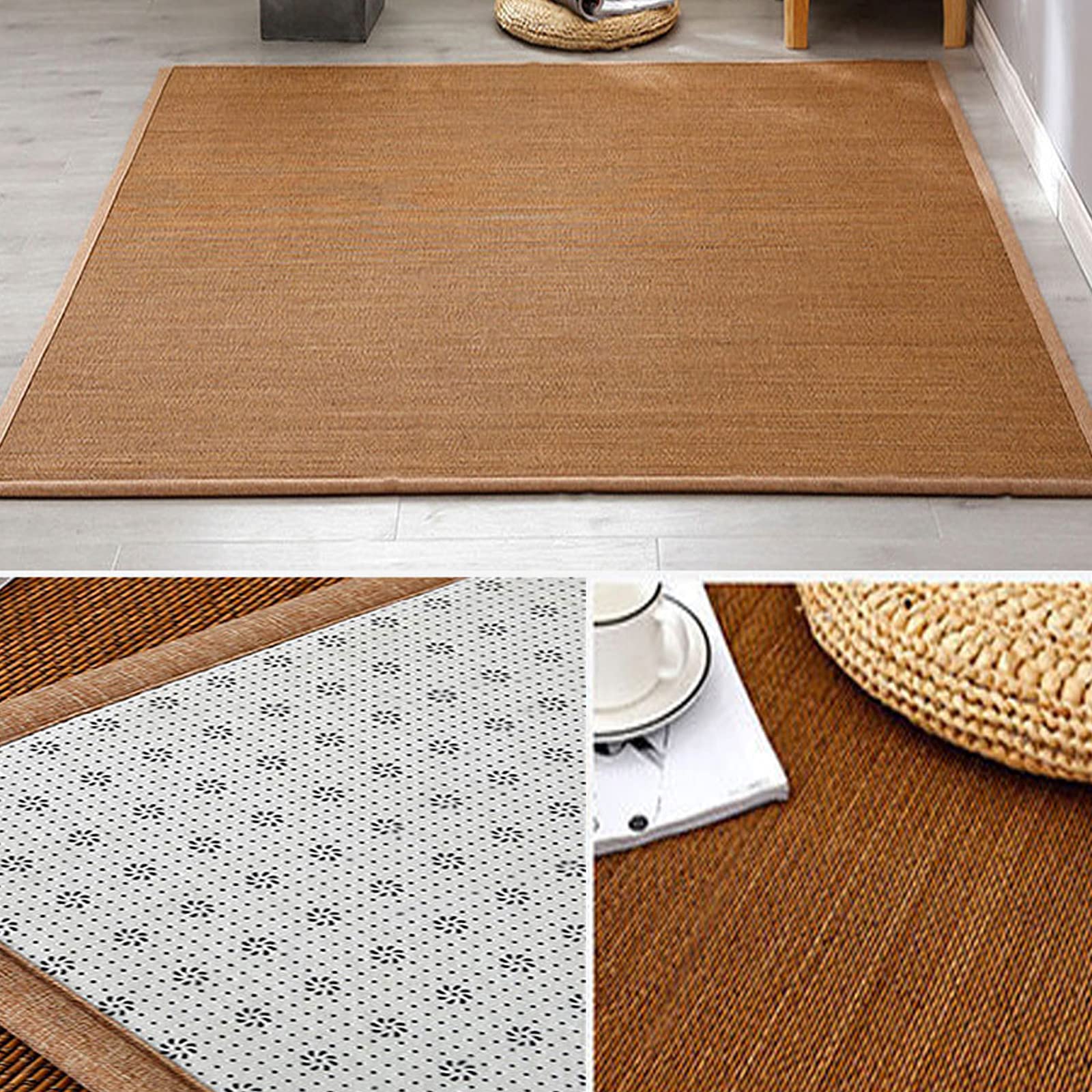Tappeto traspirante in bambù intrecciato di 2 cm, estivo, liscio, quadrato, per dormire, meditazione giapponese, spazio zen (larghezza 95 x altezza 150 cm)