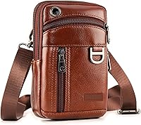 Vista 1 de Funda de cuero para teléfono celular, bolsa de cadera para hombre, bolsa vertical con clip para cinturón, funda de transporte con ranuras