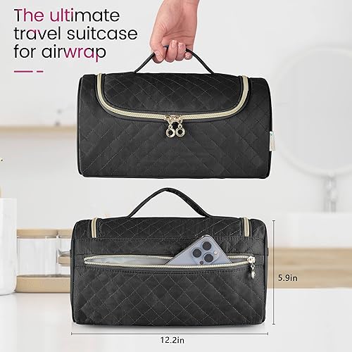 Miniatura 5 de BAGMIND Funda de viaje compatible con Dyson Airwrap Complete Styler y accesorios, organizador de viaje portátil con gancho colgante oculto para