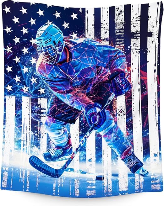 Hockey Blanket, Boys Blankets for Kids, Ice Hockey Gifts for Sports Lovers, Cozy Flannel Throw for Boys Room Decor, 30"x40"