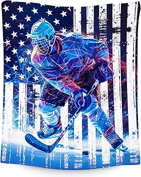 Hockey Blanket, Boys Blankets for Kids, Ice Hockey Gifts for Sports Lovers, Cozy Flannel Throw for Boys Room Decor, 30"x40"