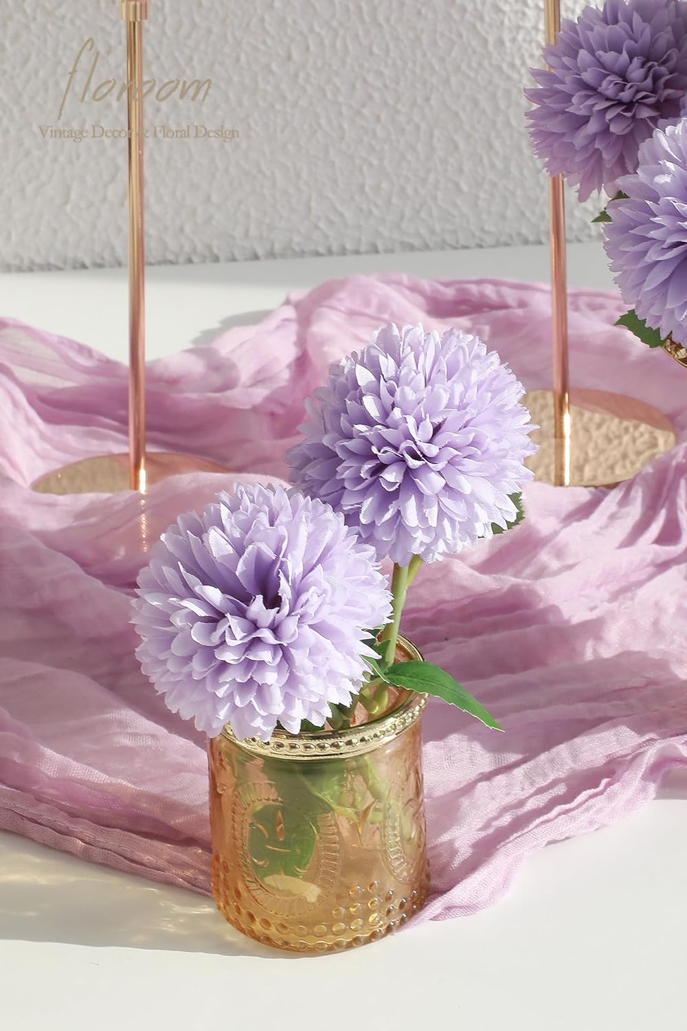 Floroom 12pcs Lilac Faux Silk Mums Artificial Flowers Bulk Fake Chrysanthemums with Stems for DIY Wedding Table Centerpieces Floral Arrangements Vase Fillers Home Decorations - Image 5