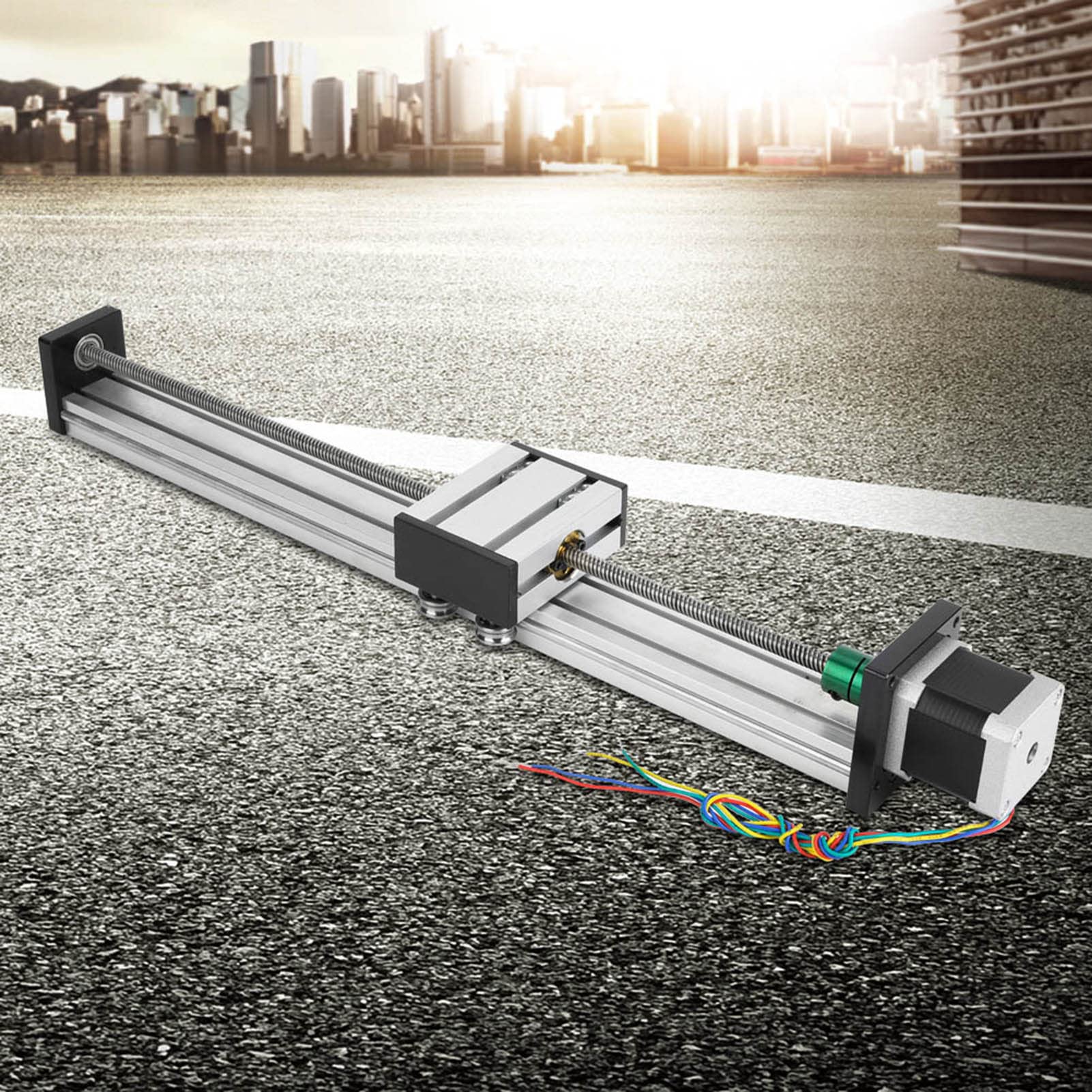 Oumefar Siłownik Liniowy ze śrubą kulową, Szyna Prowadząca ze Stopu Aluminium z Silnikiem Krokowym Nema17, do zastosowań w Liniowych Ruchach Posuwisto-zwrotnych w (Śruba 0808, zasięg skuteczny 200)
