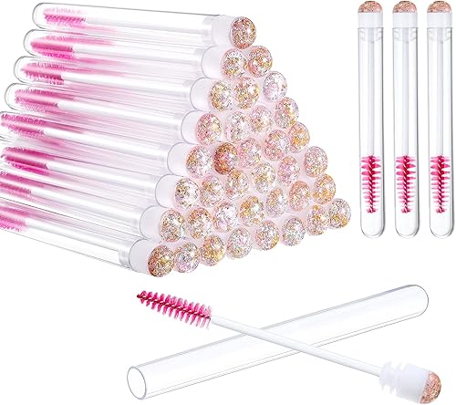Juego de 80 tubos de cepillos desechables para rímel, 40 piezas de tubo vacío con 40 brochas de pestañas, herramienta de maquillaje para extensión