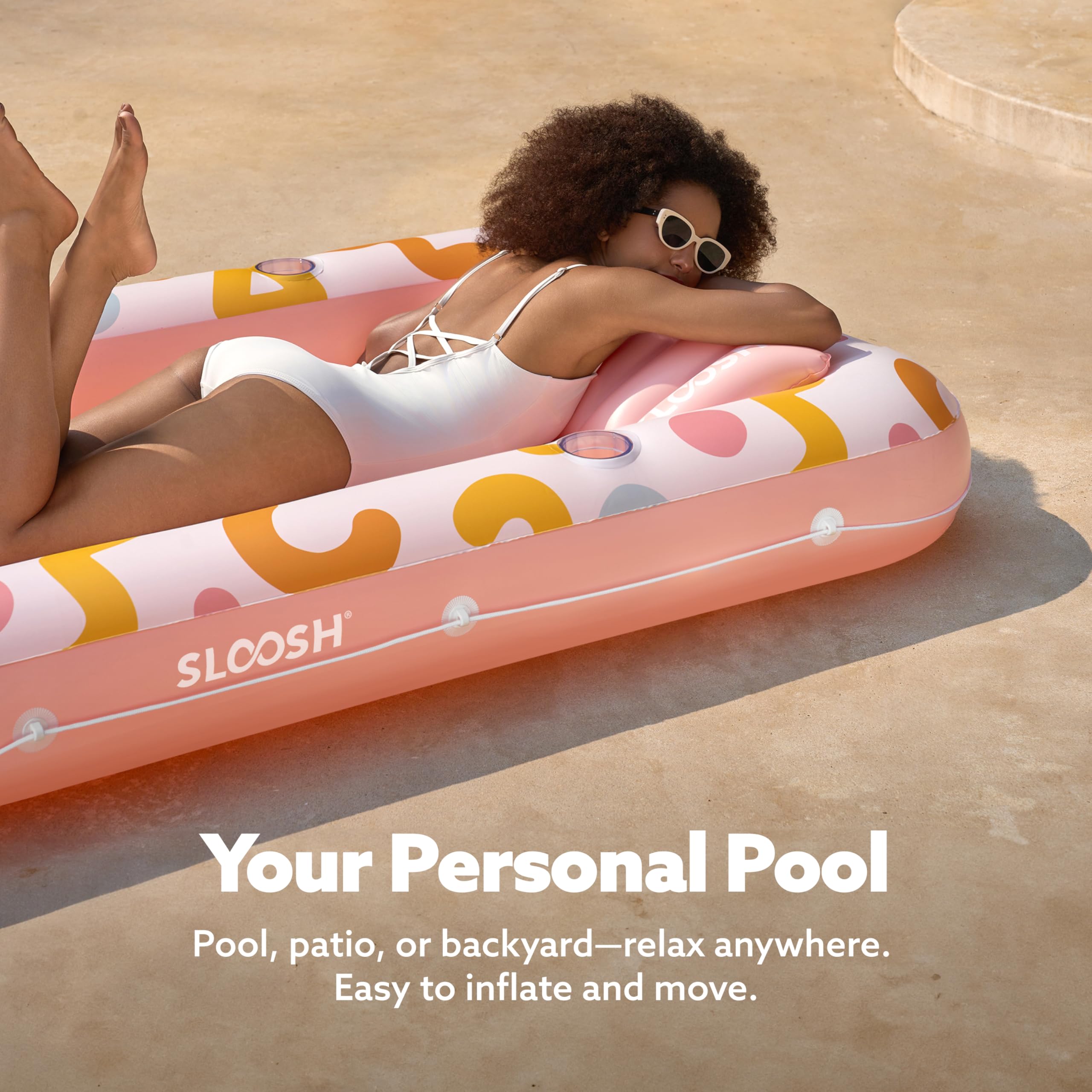 SLOOSH Inflatable Tanning Pool Lounger Float, 70
