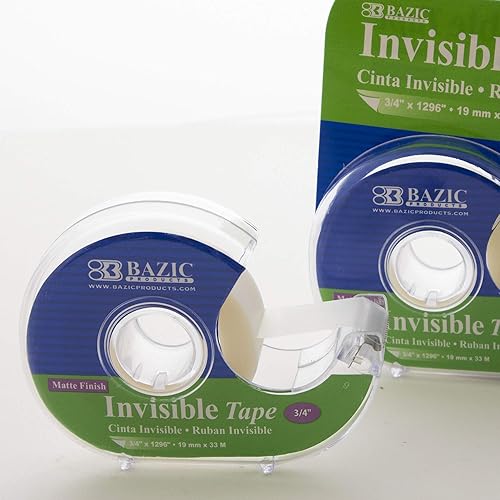 Miniatura 4 de BAZIC - Cinta invisible con dispensador de 34 x 1296 pulgadas, rollos de cintas de papelería con acabado mate, para manualidades, envoltura de
