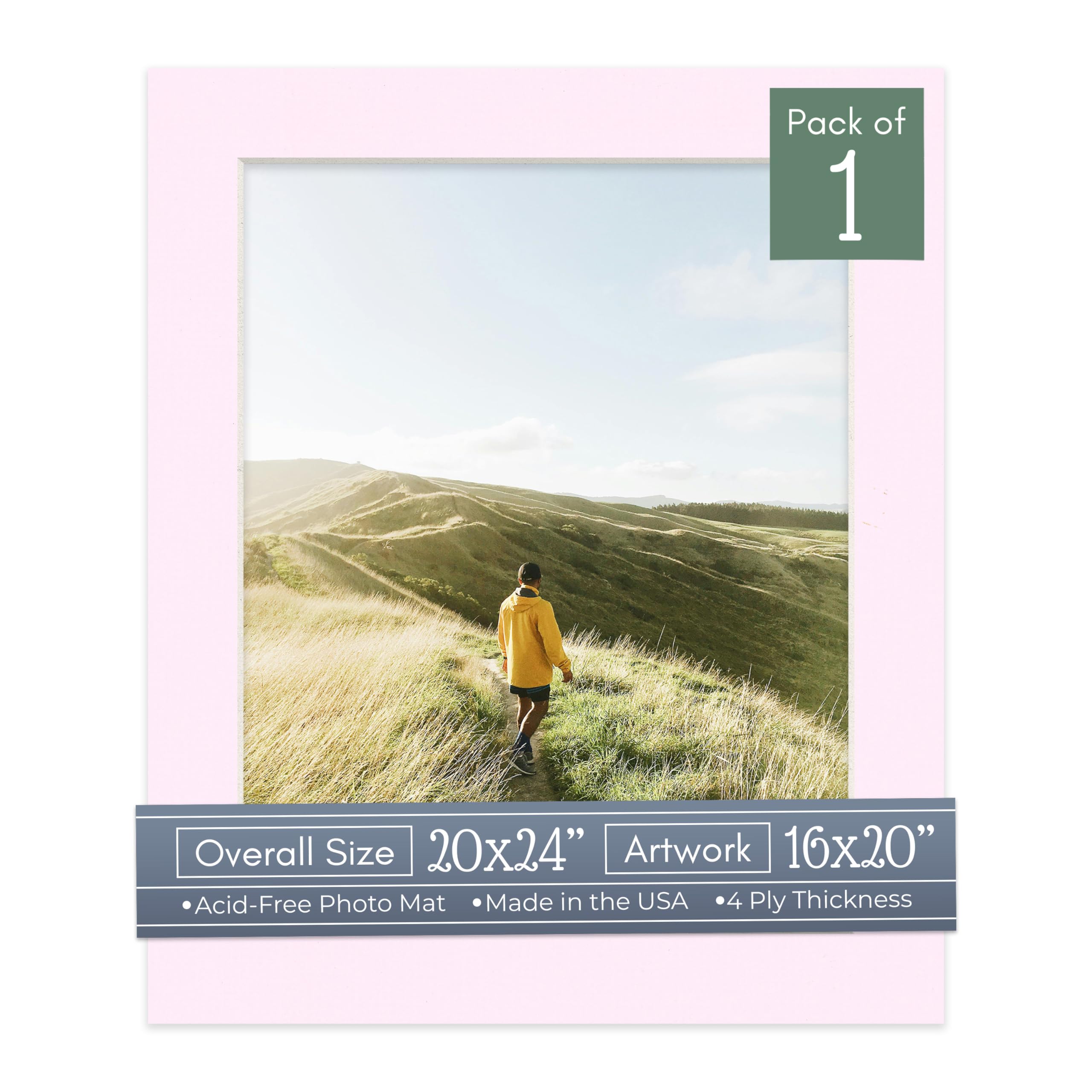 CountryArtHouse Soft Pink Acid Free 20x24 Picture Frame Mats with White Core Bevel Cut for 16x20 Pictures - Fits 20x24 Frame - One Mat-image-35