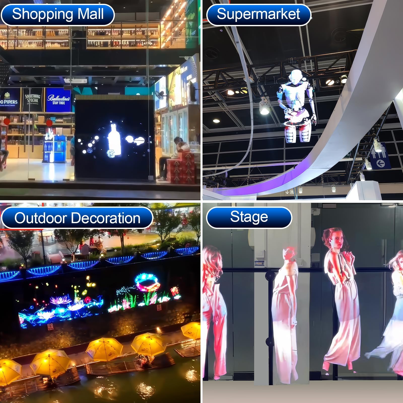 65CM 3D Hologramm Projektor mit WiFi und Bluetooth,3D Hologramm Fan mit 768 LEDs und 2500 cd/m² und 1500 Gratis 3D Videos,Hologramm Ventilator für Ausstellungen,Einkaufszentren,Kinos,Flughä
