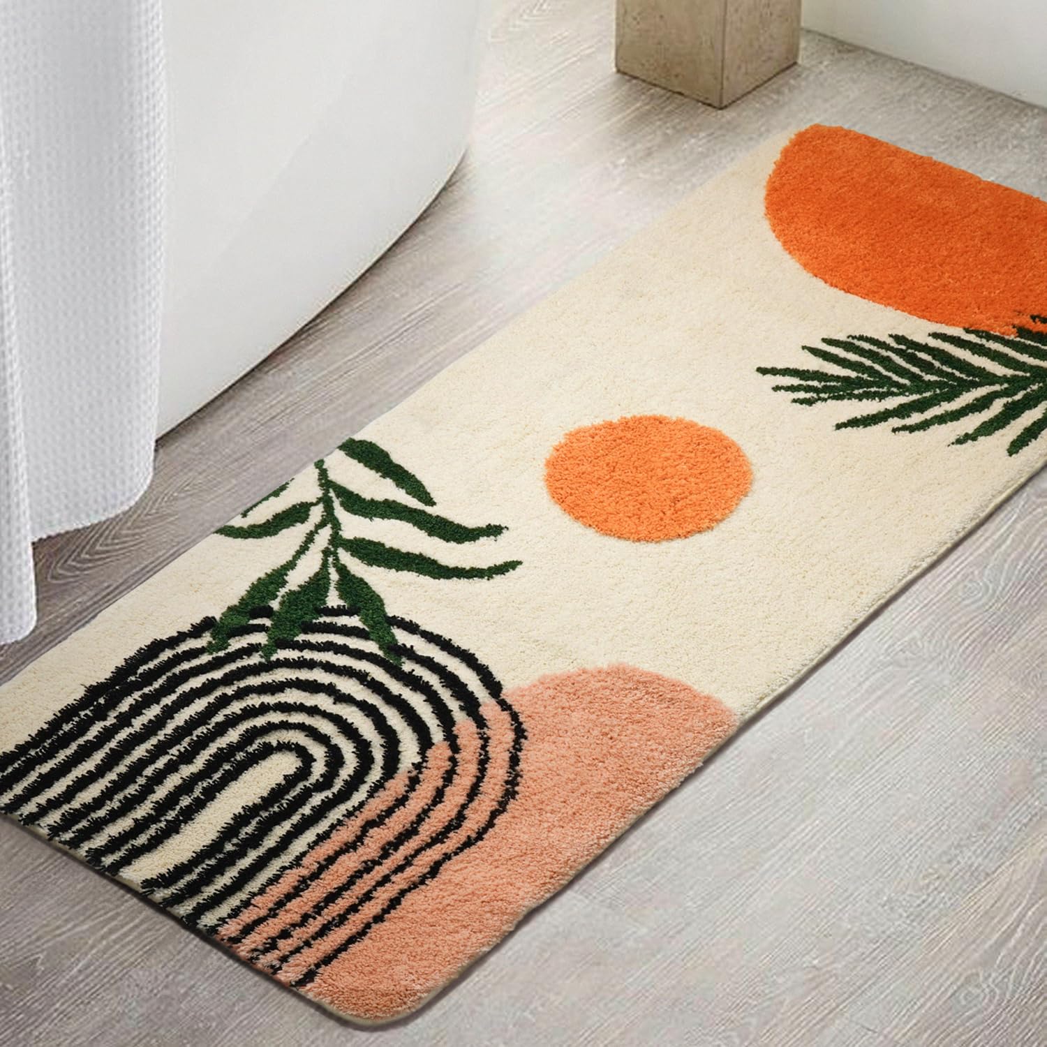 bsheuancek Boho Bathroom Runner Rug Non Slip, Large Long Bathroom Rugs Cute Bath Mat for Bedroom Hallway, Soft Washable Absorbent Shower Rug — image 1