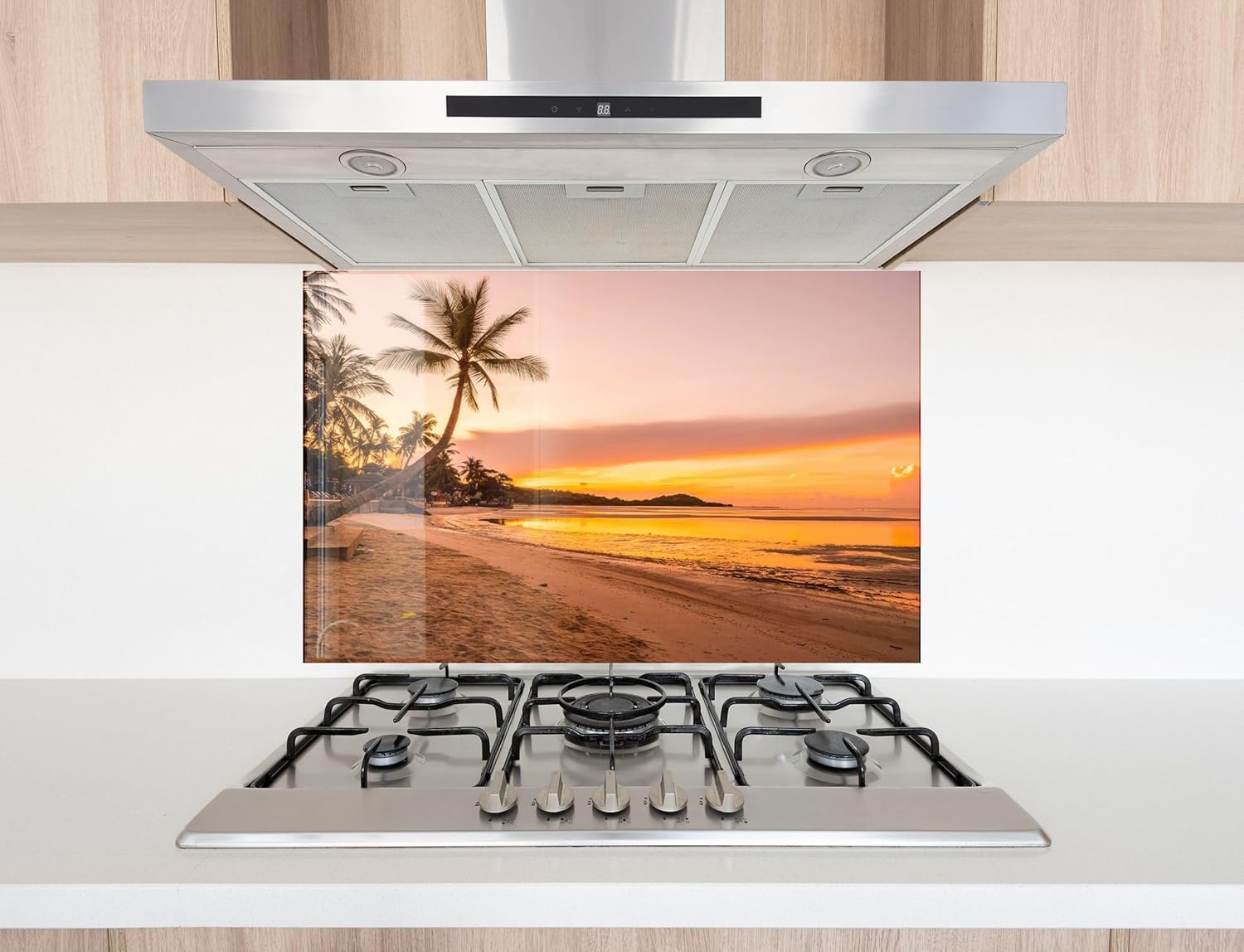 Myphotostation.com 53x53'' Tempered Glass Stove Backsplash Kitchen Tile Decor Stove Back Cover Glass Splashback Tile for Stove Top Cover Toughened Glass Cooker Protector 87