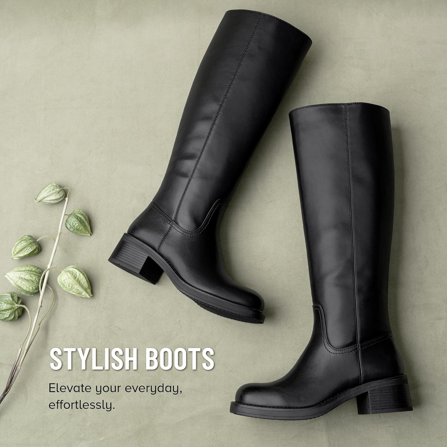 Vepose Women's Tall Knee High Boots 9565 Dress Chunky Low Heel Fashion Square Toe with Side Zipper Fall Leather Long Boot - Image 9