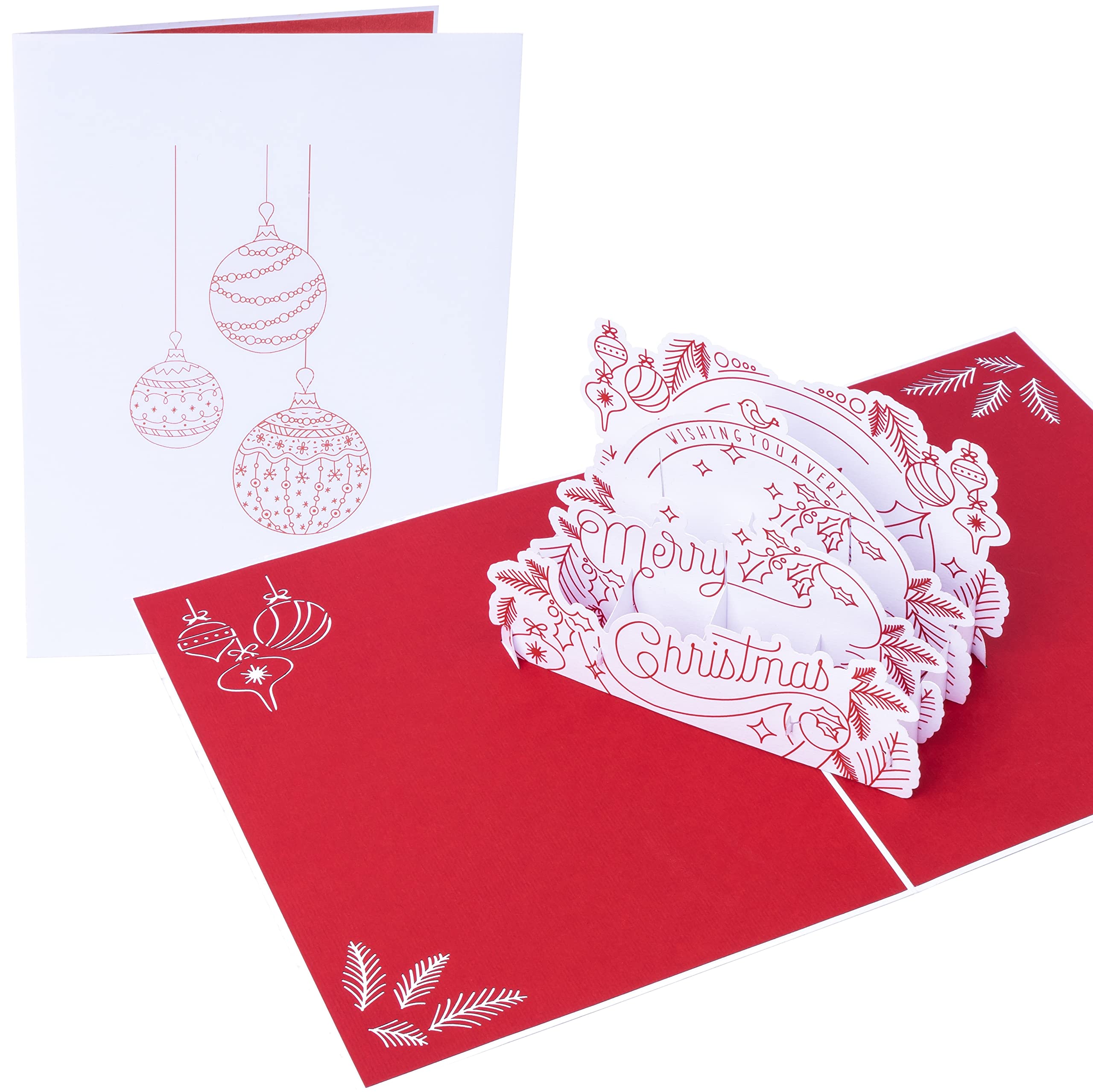PopLife Merry Christmas 3D Pop Up Card, Xmas GIft, Happy Holidays, Fold Flat for Mailing