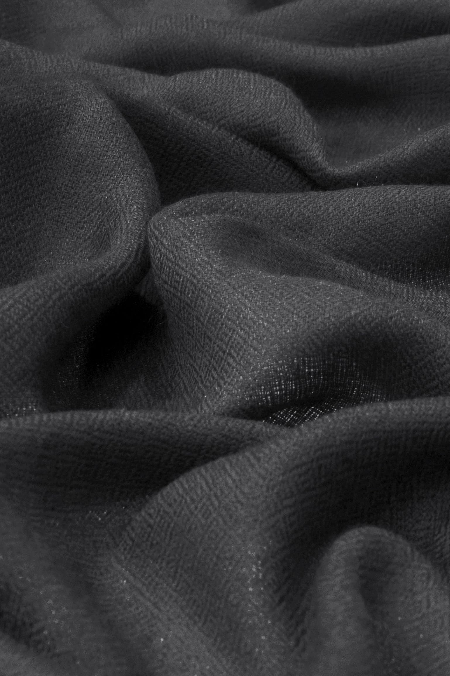 Bufanda Cachemira Hecho en Kashmir (Paquete de Regalo) Lana Merino Seda Cachemira Mezcla Bufanda Larga Superfine Mujer Hombre Pashmina Unisex Carbón