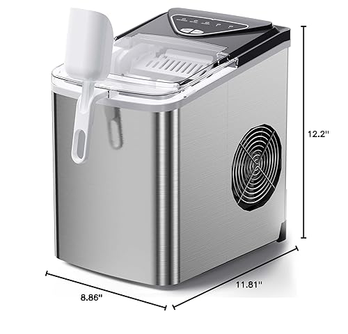 Vista 28 de Silonn - Máquina de hacer hielo para encimera, 9 cubos listos en 6 minutos, 26 libras en 24 horas, autolimpiable, cuchara de hielo y canasta, 2 Negro