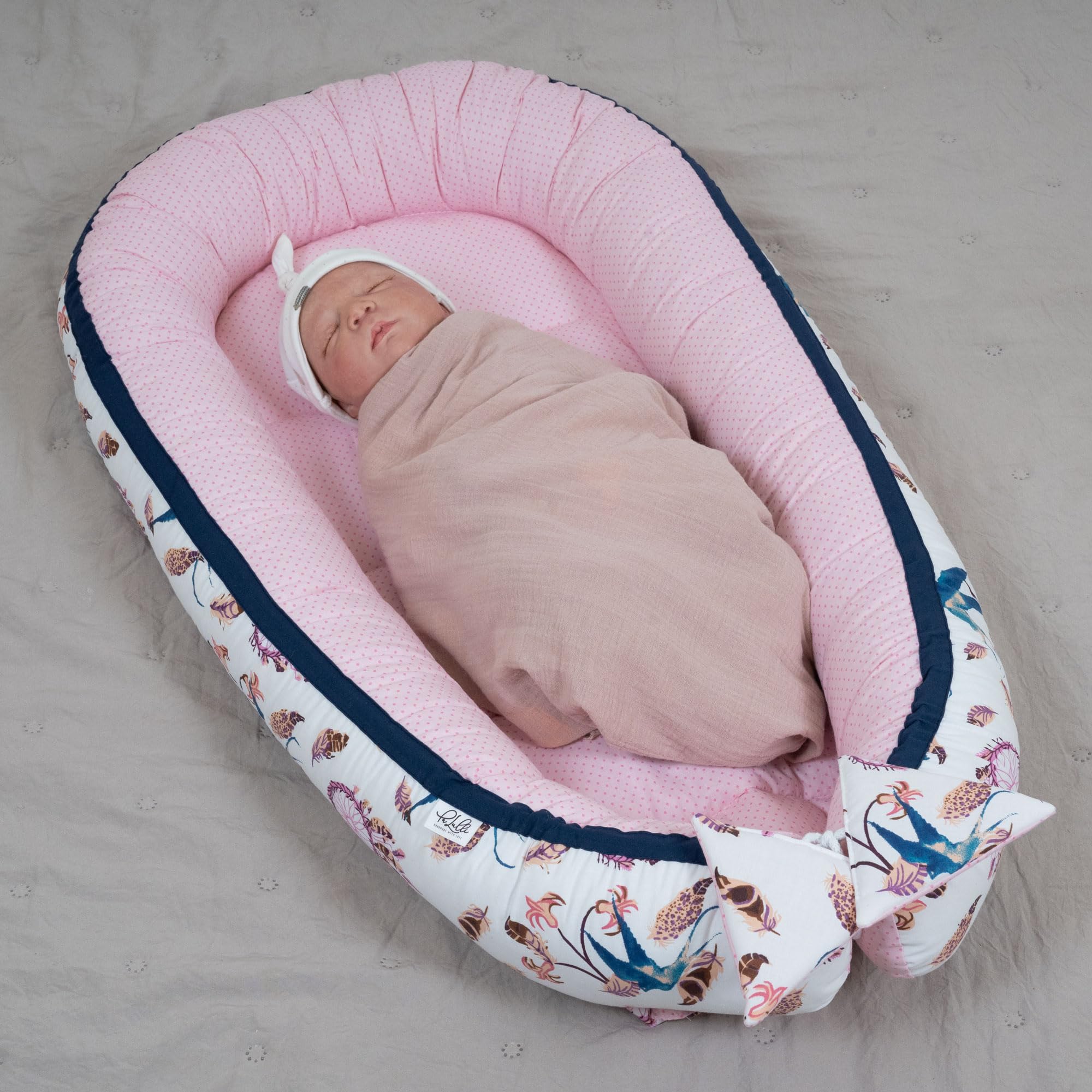 PaLulli 3-TLG Baby Ausstattung-Set Kuschelnest Babynest 95x55cm Baby-Matratze Kuscheldecke Babybett 100% Baumwolle Hypoallergisch Für 0-8 Monate