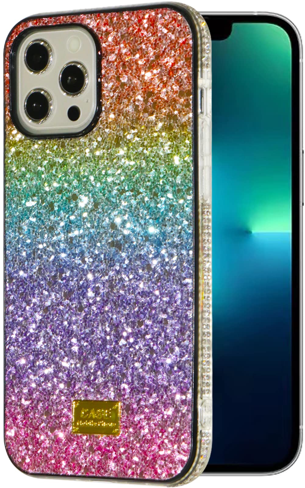Ivachell Compatible with iPhone 13 Pro Max case Glitter Bling Rainbow Gradient Women Luxury Phone Cover Sparkly Fashion Girly Girls Shiny Cute Pretty Stylish 6.7 inch