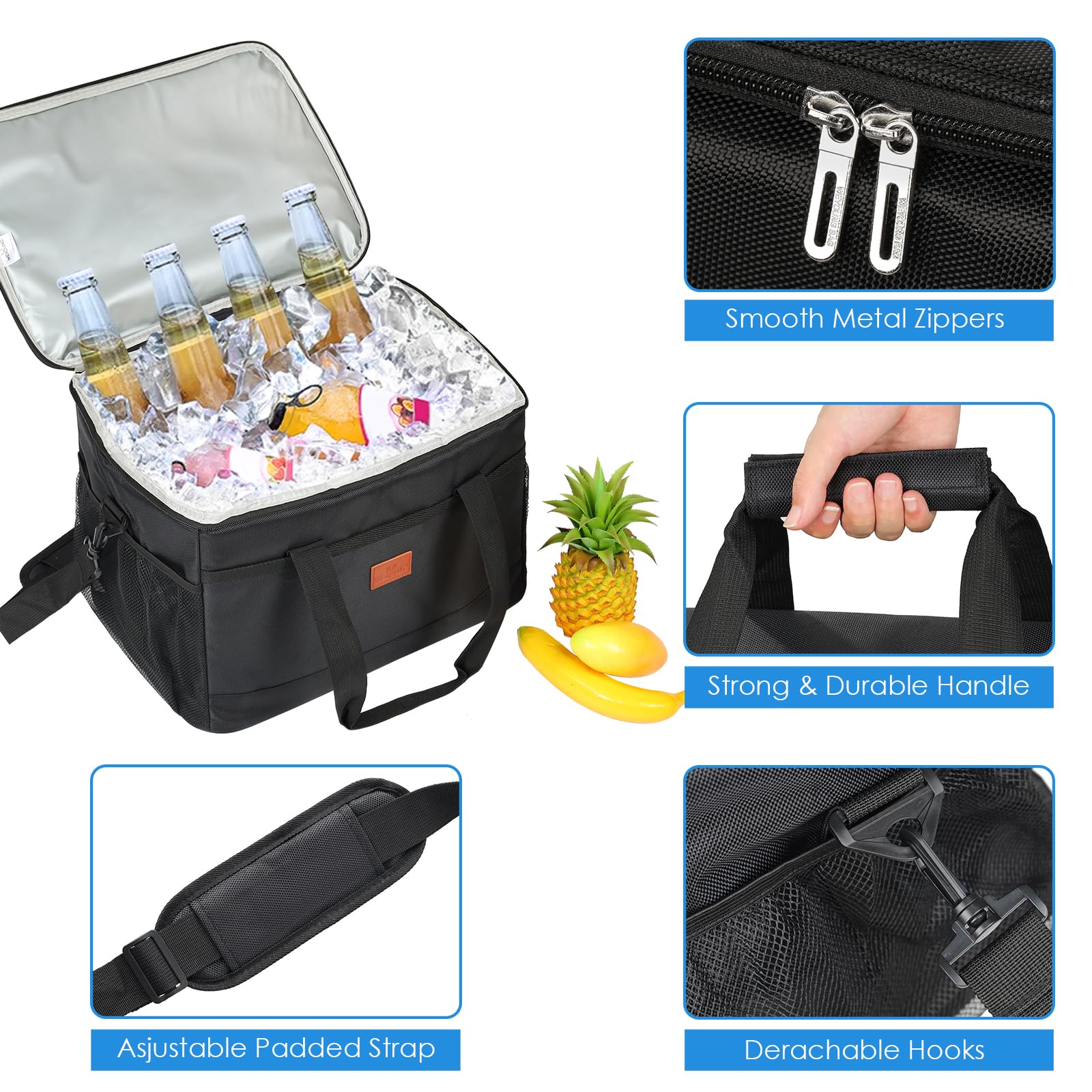 Grande borsa termica termica da 30 l, borsa termica da picnic, borsa termica per il pranzo, borsa termica impermeabile per campeggio, picnic, barbecue, viaggi e attività all'aperto in