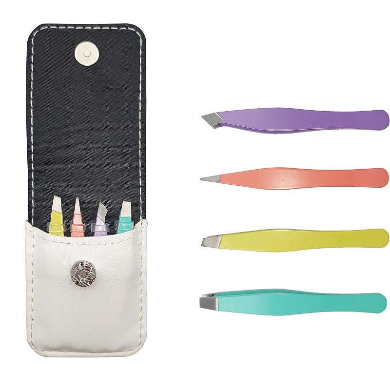 Conjunto com 4 pinças pequenas erised's bifrost em aço inoxidável, pontas variadas, branco