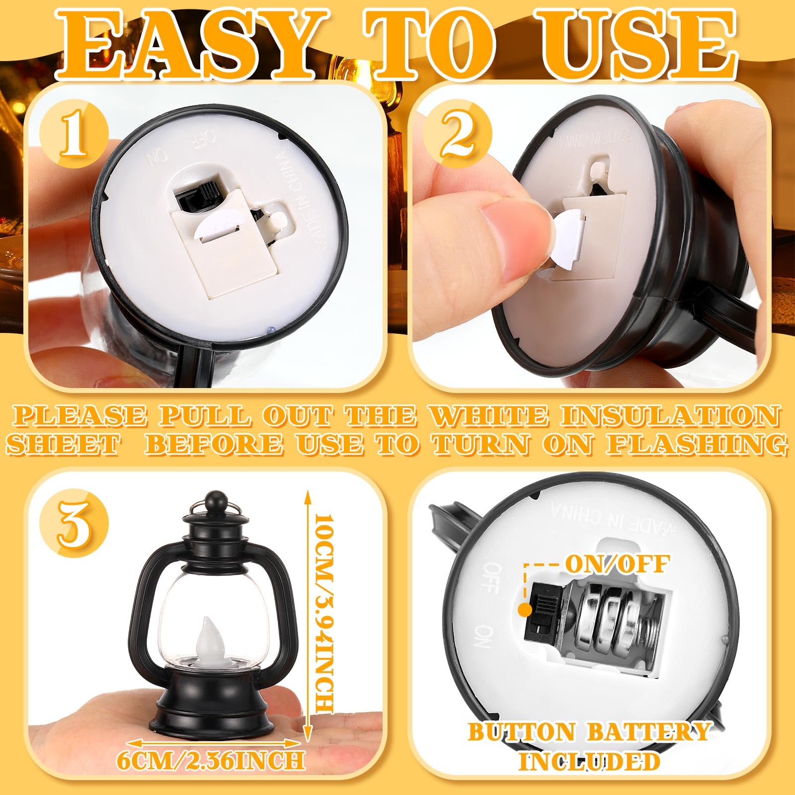 Weewooday 12 Pcs Mini Lantern Decorative 4 Inch Western Cowboy Camping Table Centerpiece Black Small Hanging Lantern Ornaments Bulk with LED Candle for Halloween Christmas Wedding Party Decoration - Image 3