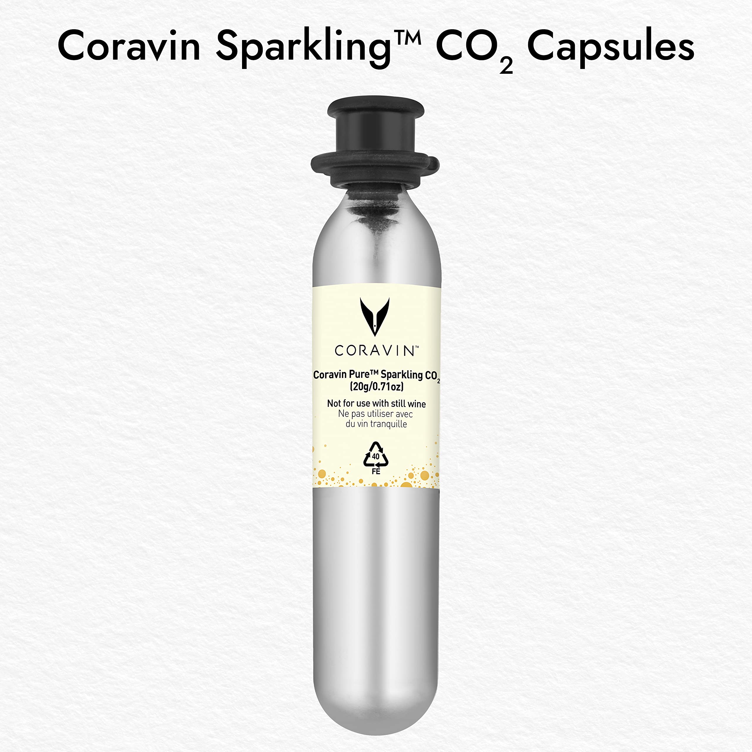 Pack de 6 Capsules CO2 Coravin Pure? Sparkling Argent et Noir