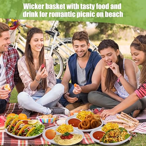 Miniatura 5 de Umigy 100 platos de plástico divididos de 10 pulgadas, 3 compartimentos a granel, coloridos platos desechables resistentes para el día de San