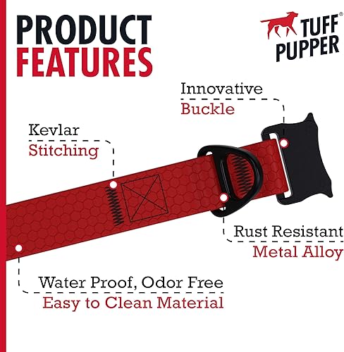 Miniatura 6 de Tuff Pupper Collar de acción impermeable para perros  Collar de perro resistente al agua  A prueba de desgarros y sin olor  Herrajes metálicos