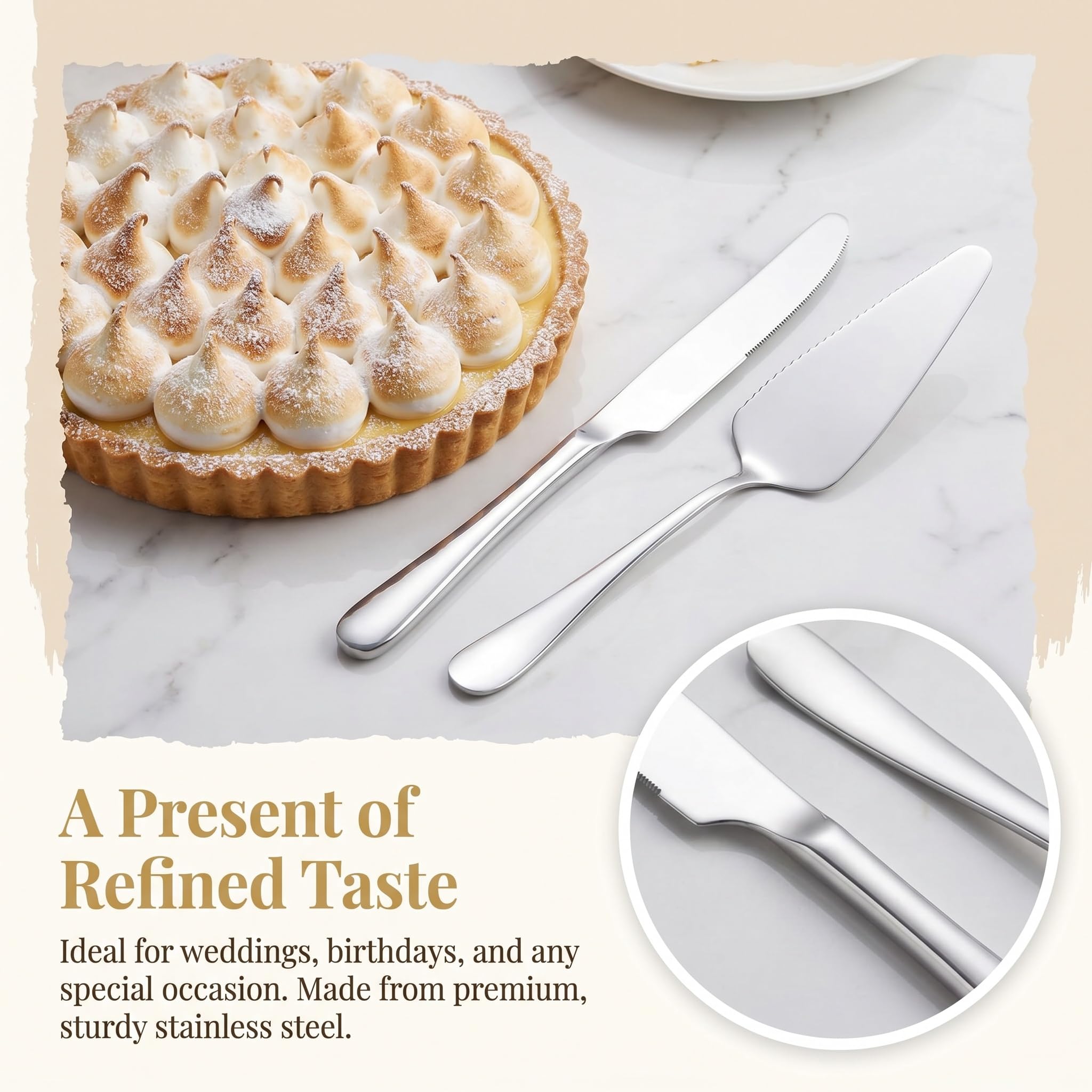 Wedding Cake Knife Set - Siutaga Stainless Steel -3