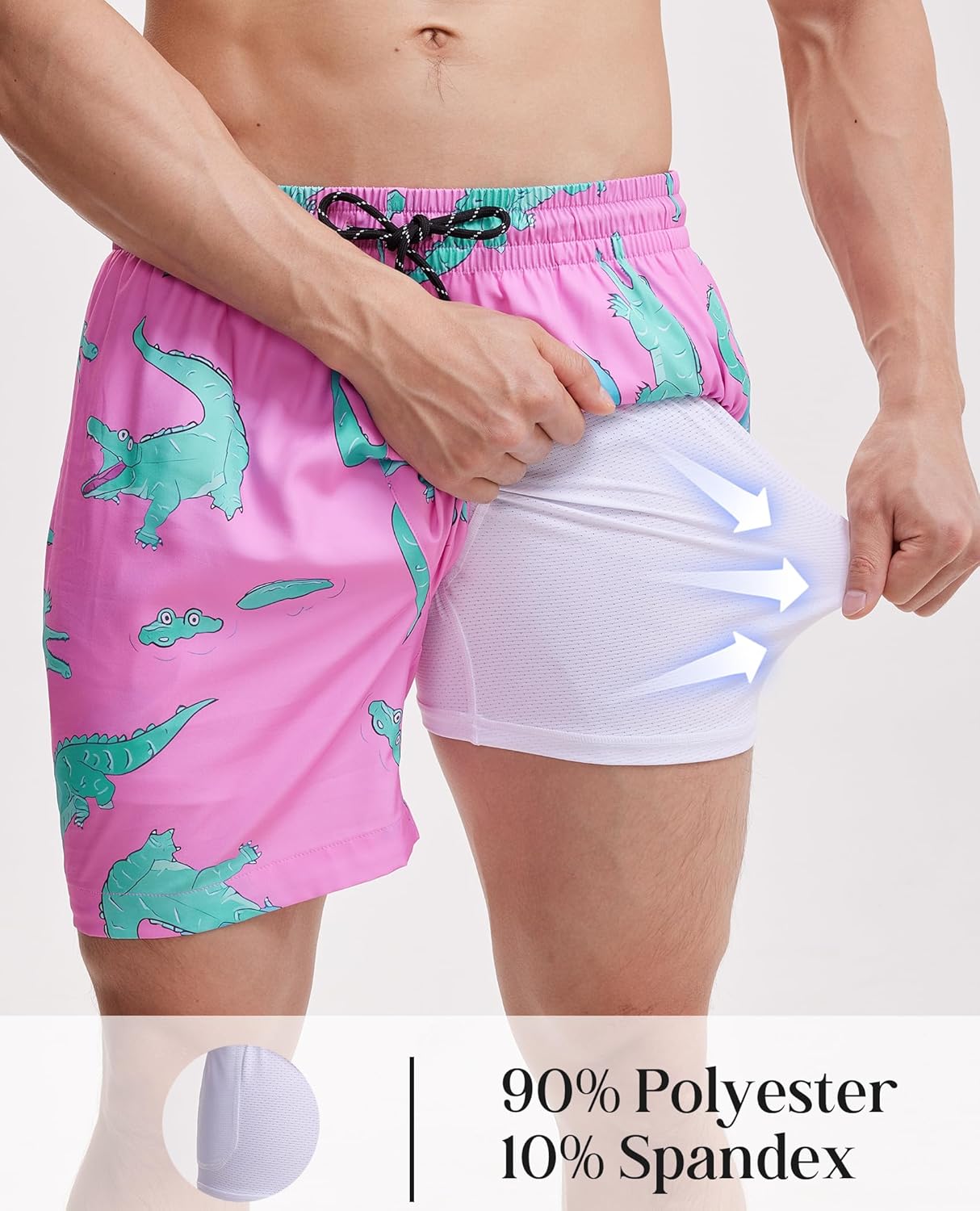 5inch Mens Swim Trunks: 2 in 1 with Compression Liner Pockets Drawstring Stretch Quick Dry Lined Funny Beach Pool - Image 4