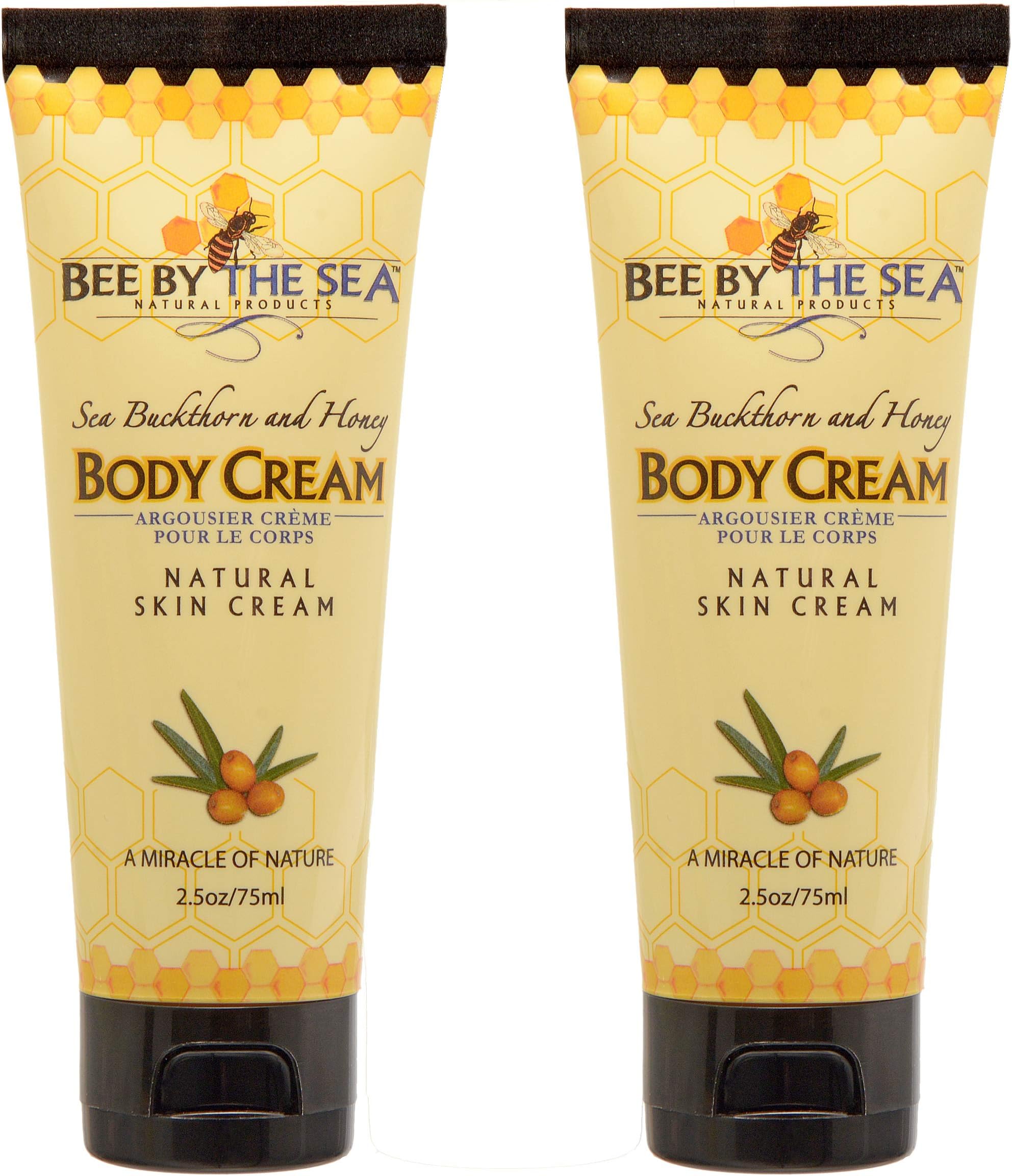 Bee by the Sea Natural Sea Buckthorn and Honey Body Cream (2.5 oz, 2 Pack)