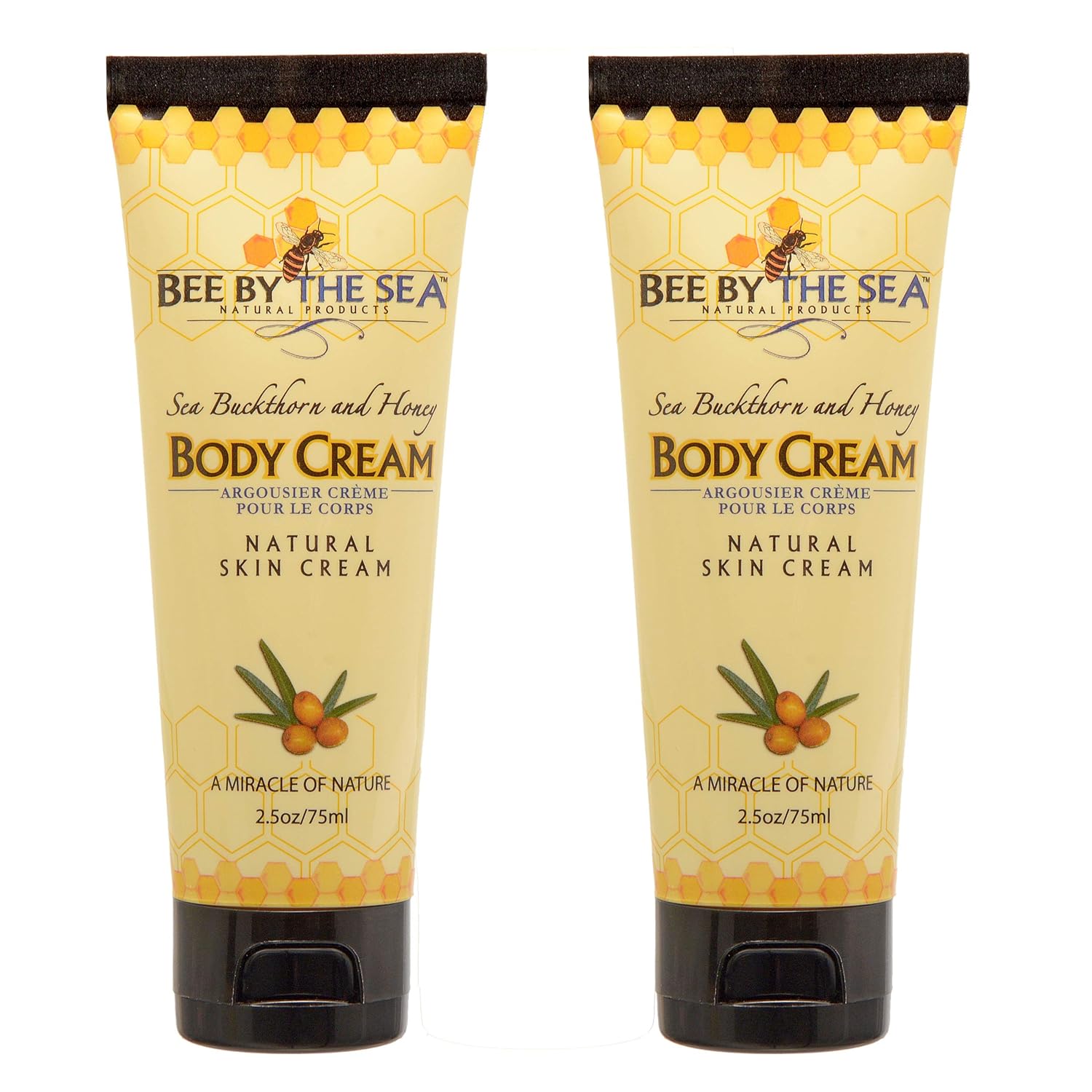 Bee by the Sea Natural Sea Buckthorn and Honey Body Cream (2.5 oz, 2 Pack)