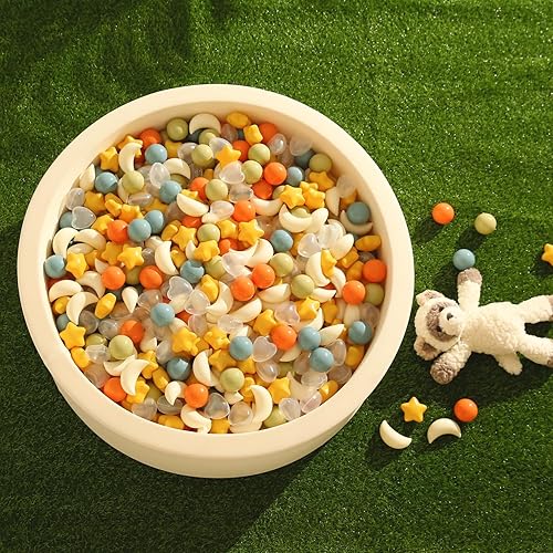 Miniatura 5 de TRENDPLAY Juego de bolas para hogueras de Star Ball vibrante mezcla de formas, 50, 100, 200, 500 y formas mixtas de estrellas y luna para niños,