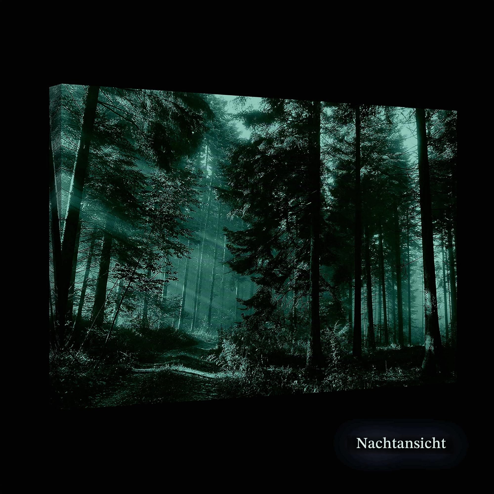 Startonight Bilder Straße im Wald, Leinwandbilder Moderne Kunst, Landschaft Wanddeko Kunstdrucke, Wandbilder XXL Wohnzimmer Groß Wand Bild 80 x 120 cm, Tag Nacht Effekt, Elegante Geschenkidee Deko
