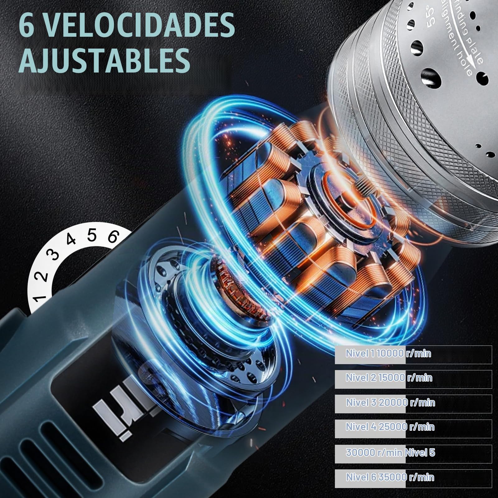 Afilador de Electrodos de Tungsteno para TIG con Cabezal de 8 Ángulos | 180W, Afilador Rotativo TIG, 10 Discos, Pinza de Tungsteno, 3 Mandriles CNC, Enchufe UE