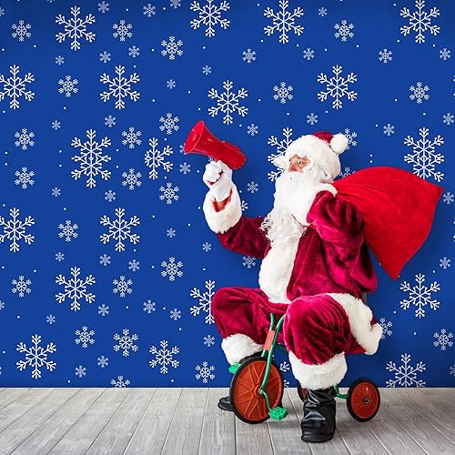 Miniatura 5 de Dandat Mantel de Navidad de 100 pies de largo, mantel de copo de nieve de Navidad, cubierta de plástico de copo de nieve blanco, decoración de mesa