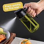 CXINYI 16oz/470ml Olive Oil Dispenser Bottle with Stickers - 2 in 1 Olive Oil Spray Bottle, Air Fryer & Salad, Light-Proof Glass Kitchen Gadgets, Black&White