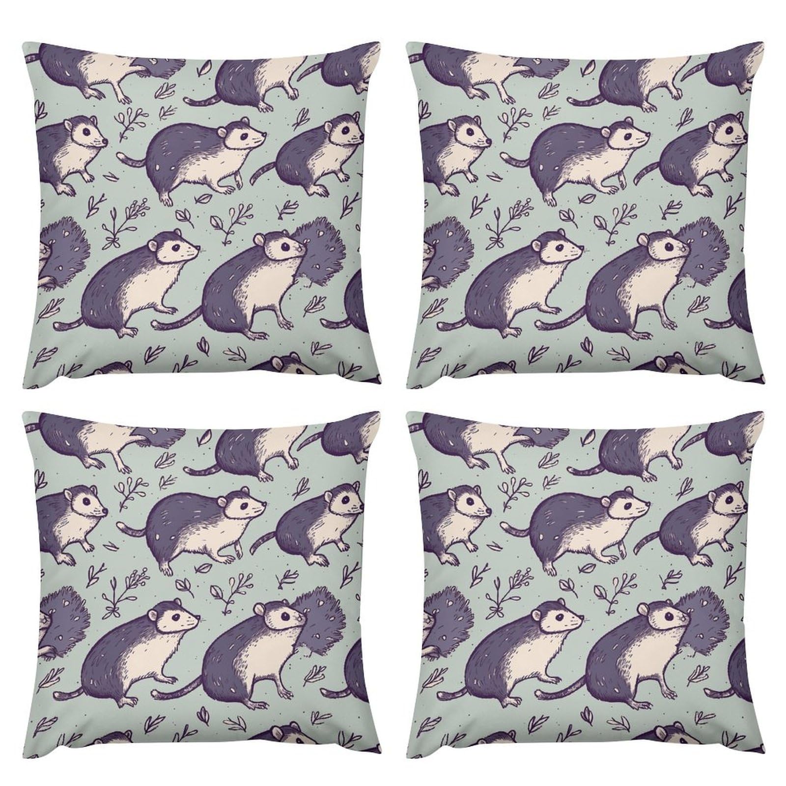 Housse de coussin double face Opossum lot de 4 taies carrées pour décoration salon