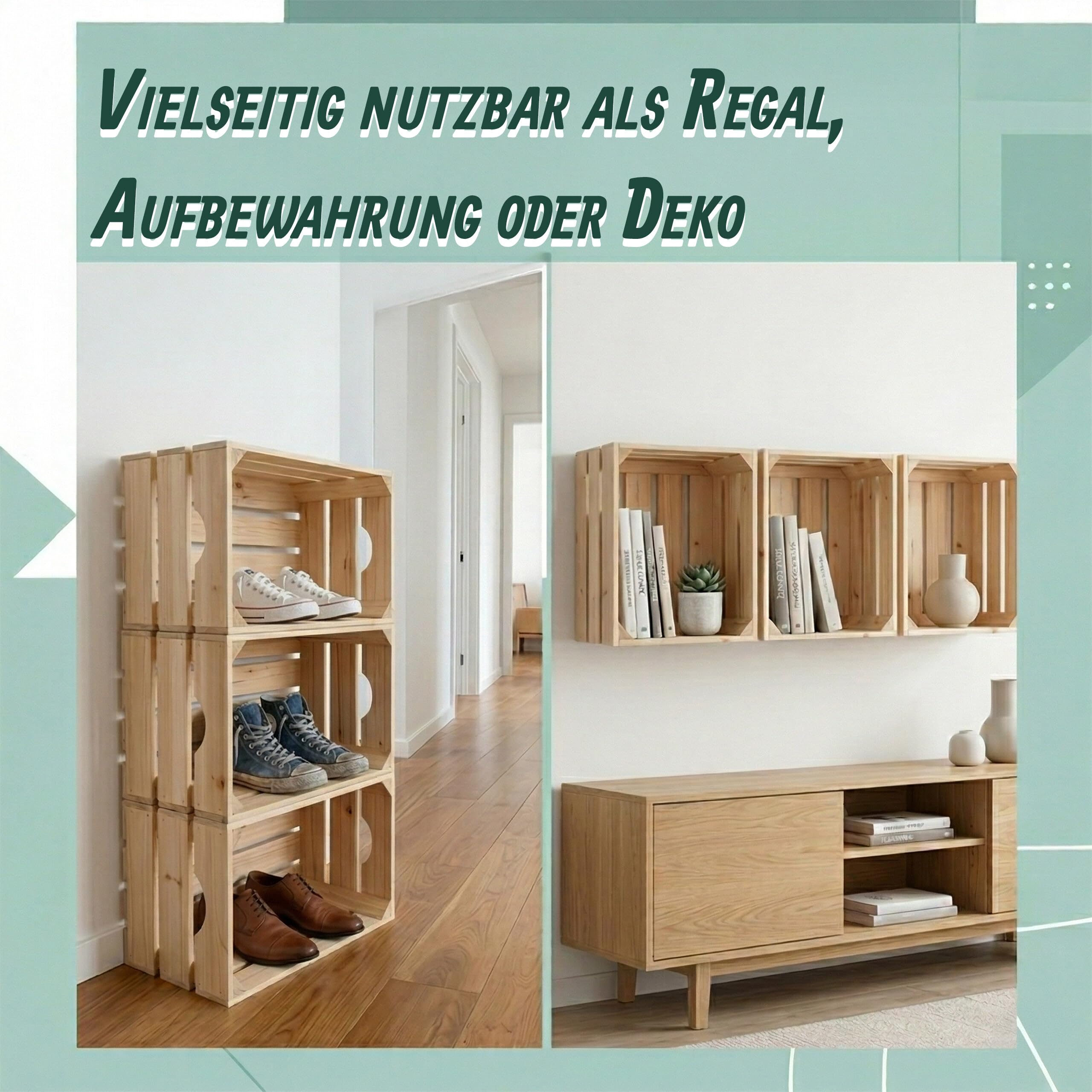 Relaxdays Holzkiste 3er Set, Lagerkisten Vintage, HBT: 25x40x30 cm, Natur