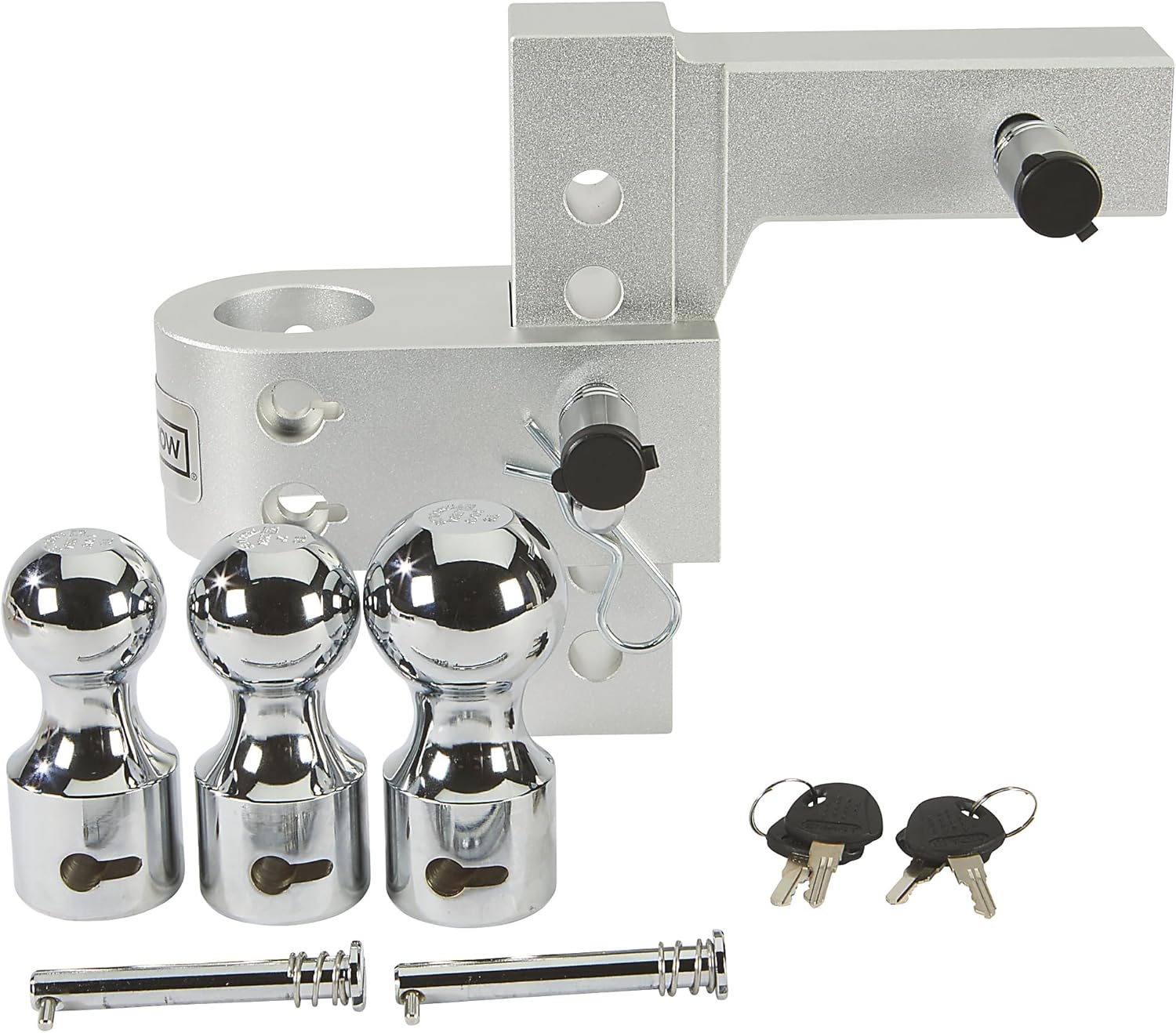 Ultra-Tow 6in. Adjustable Dual-Ball Mount with Third Ball, Aluminum, Class IV, 12,000-Lb. Trailer Weight, 5-5/8in. Drop, 6-1/2in. Rise, Fits 2in. Receivers