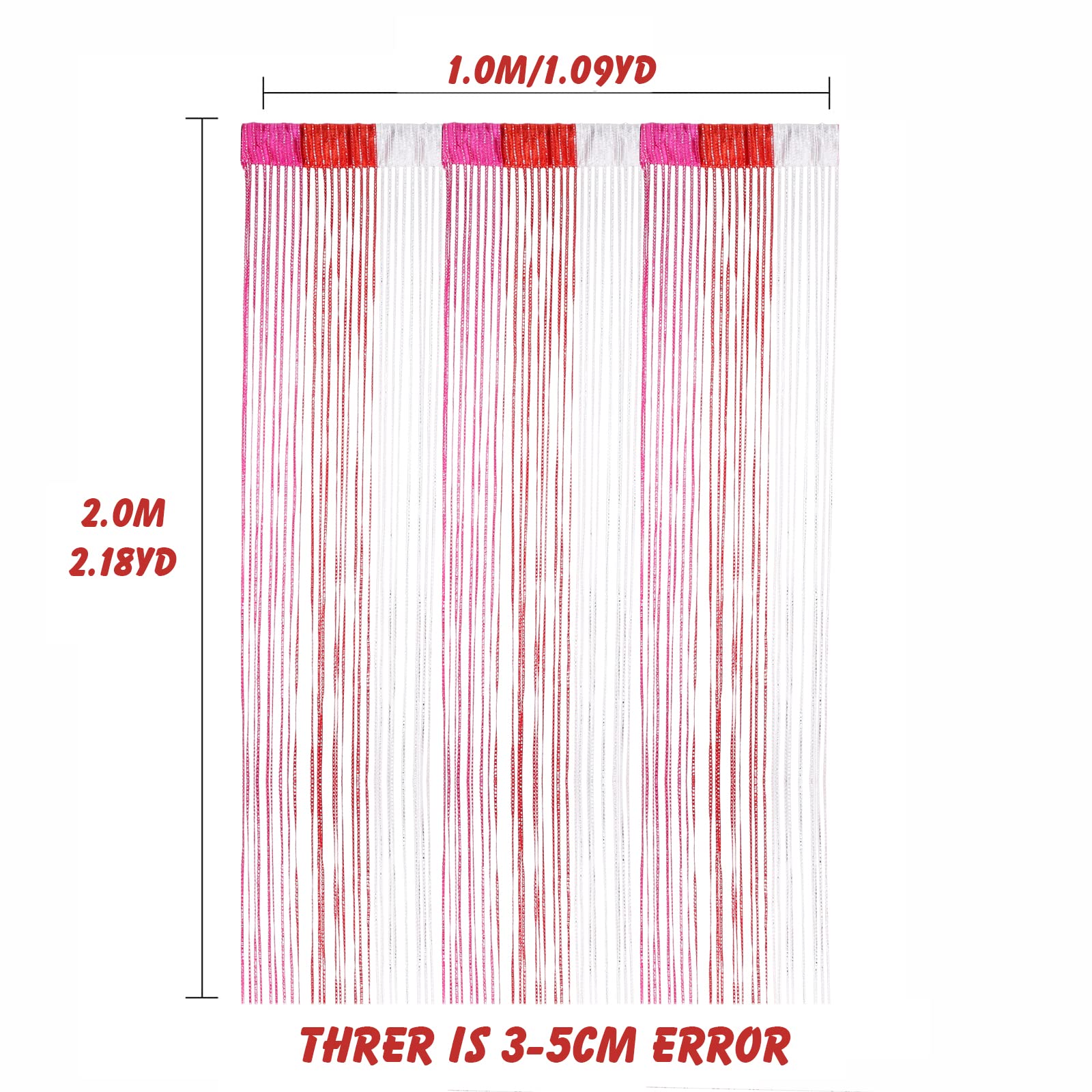 Vidillo Zasłona sznurkowa, brokatowa, biała, 100 x 200 cm, zasłona ścienna, dekoracja okna wystawowego, dekoracyjna zasłona działowa, ochrona przed owadami, na wesele, do kawiarni, restauracji
